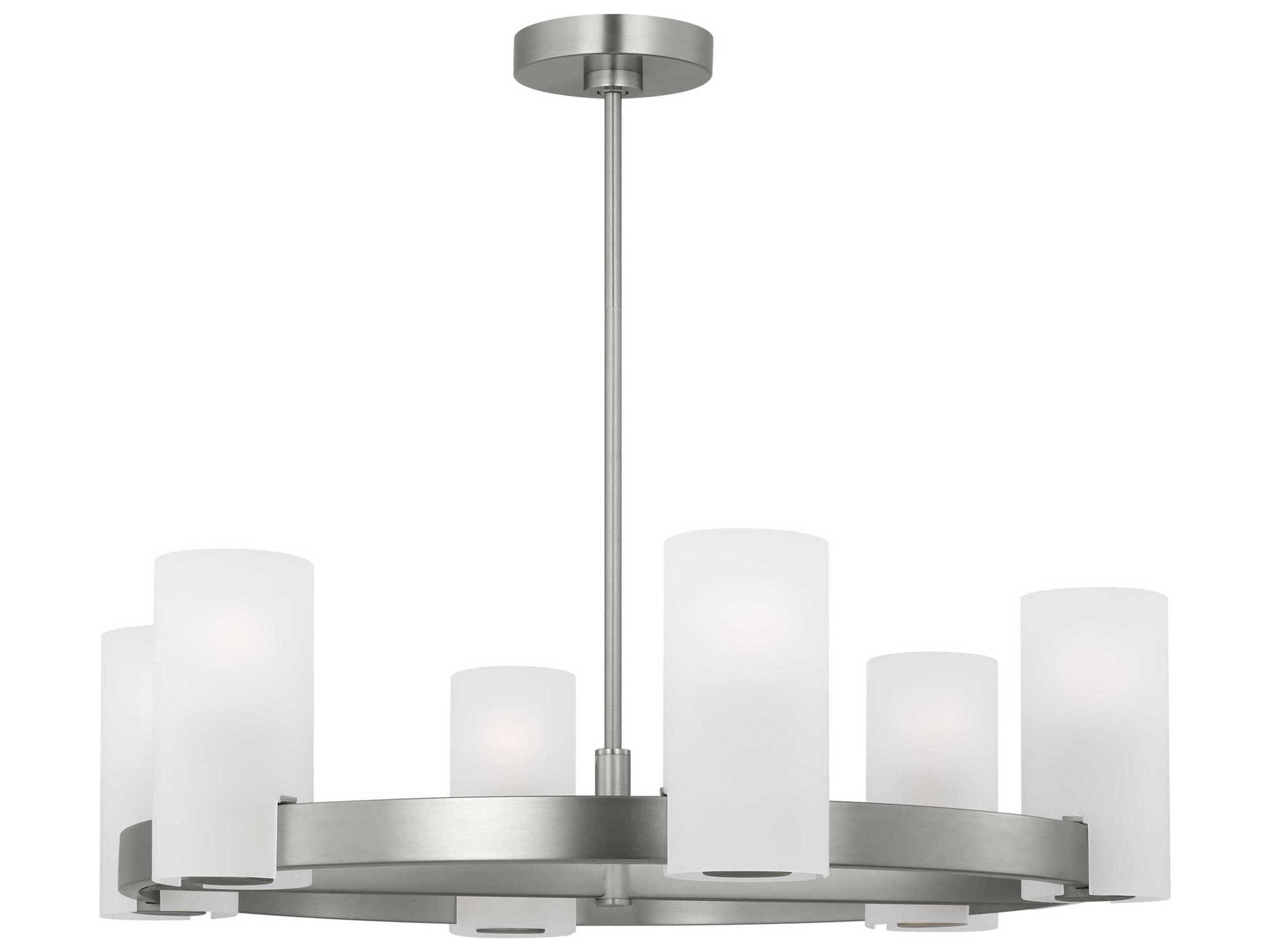 Visual Comfort Studio Rhode 6-Light Brushed Steel Cylinder Chandelier