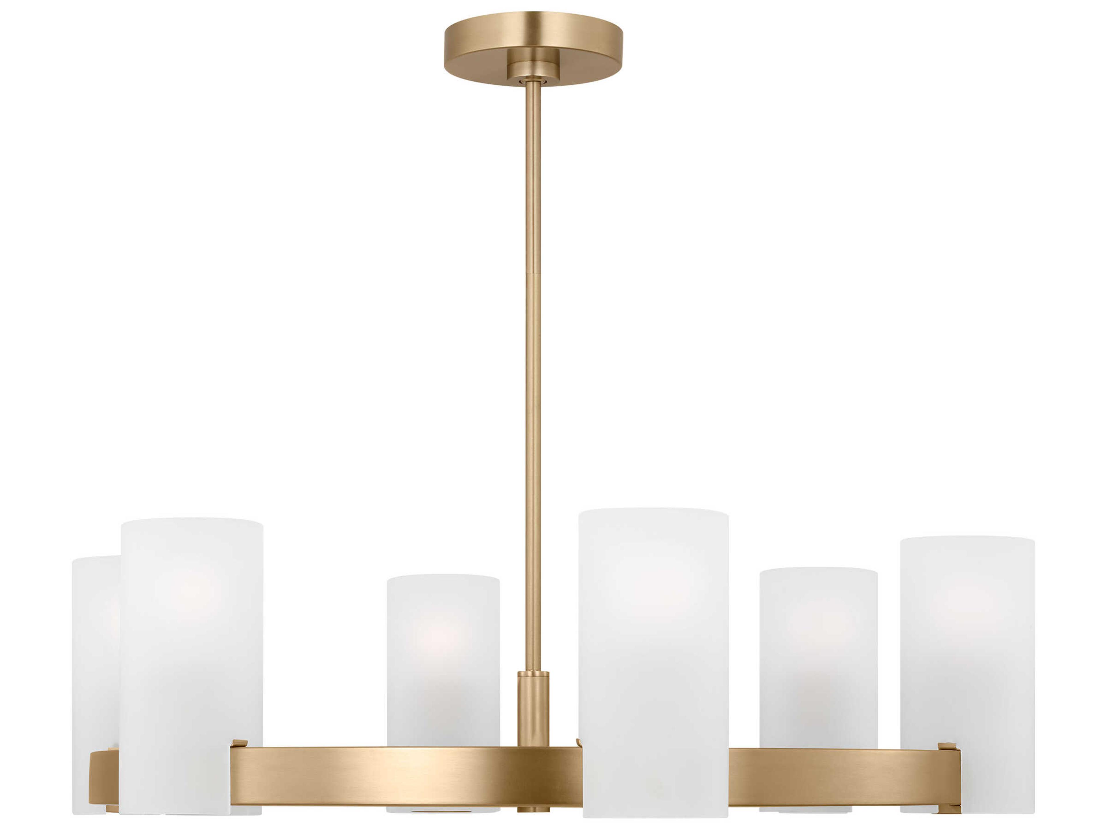 Visual Comfort Studio Rhode 6-Light Satin Brass Cylinder Chandelier