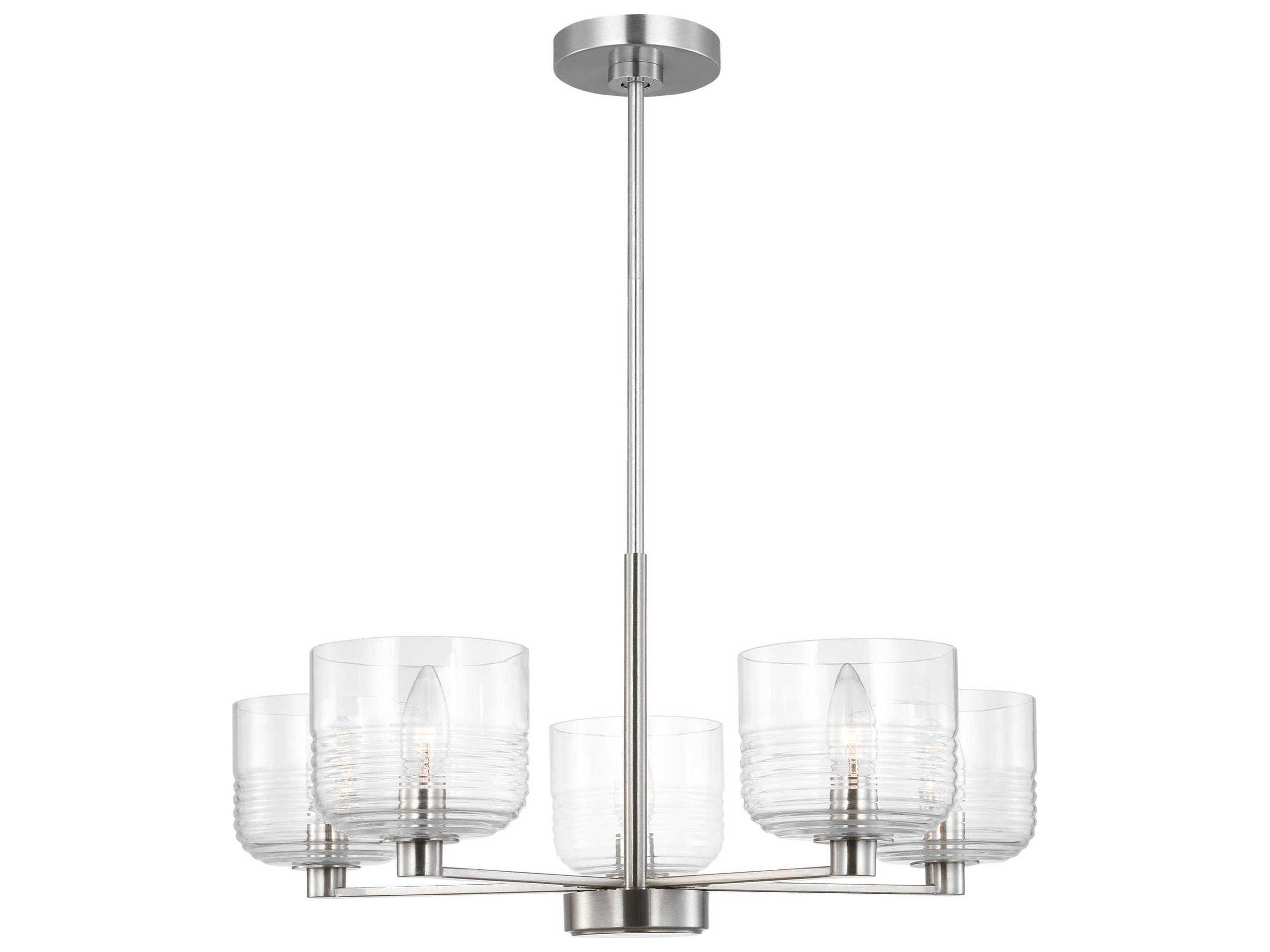 Visual Comfort Studio Lochdale 5-Light Brushed Nickel Candelabra Chandelier