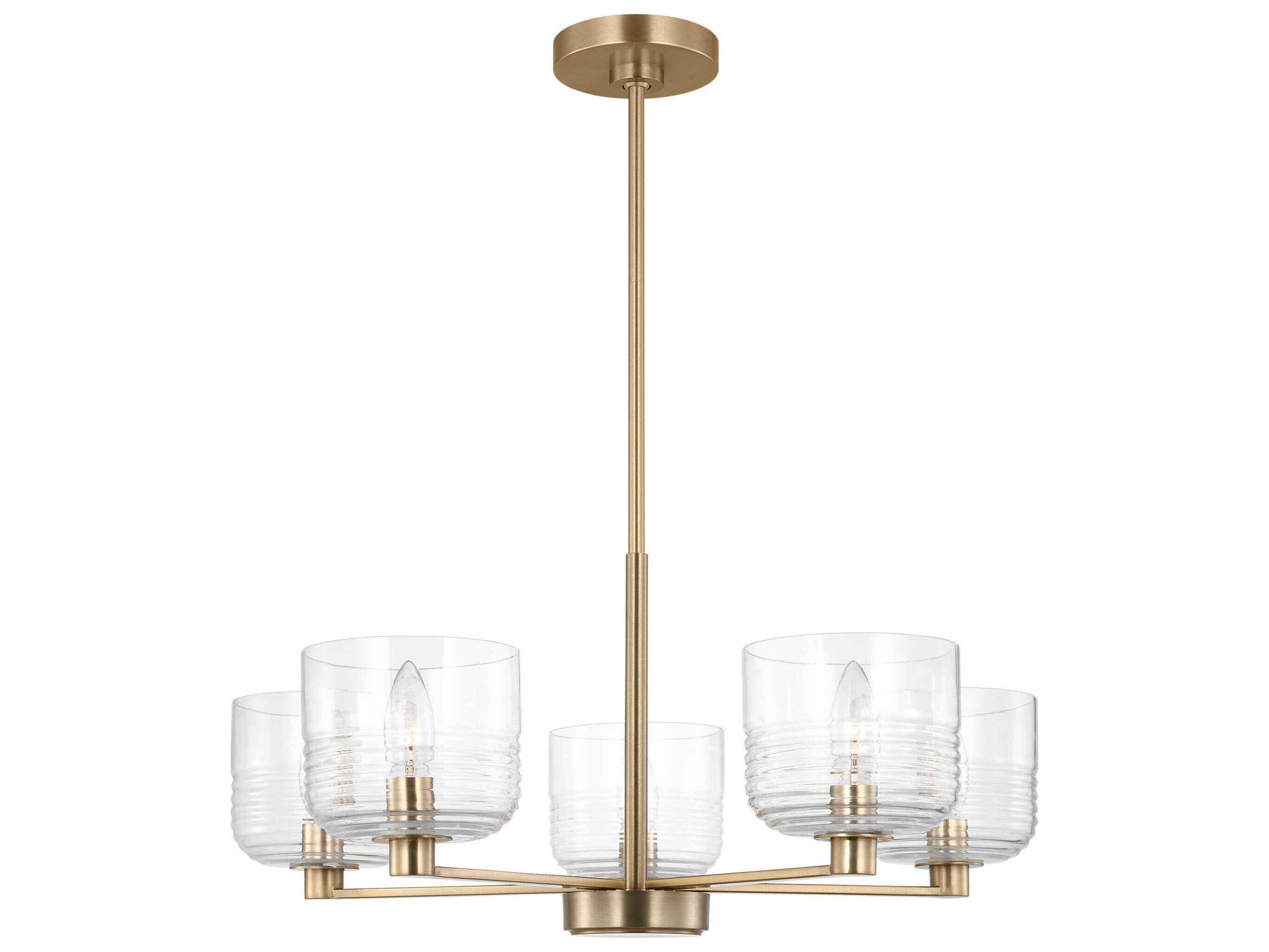 Visual Comfort Studio Lochdale 5-Light Satin Brass Candelabra Chandelier