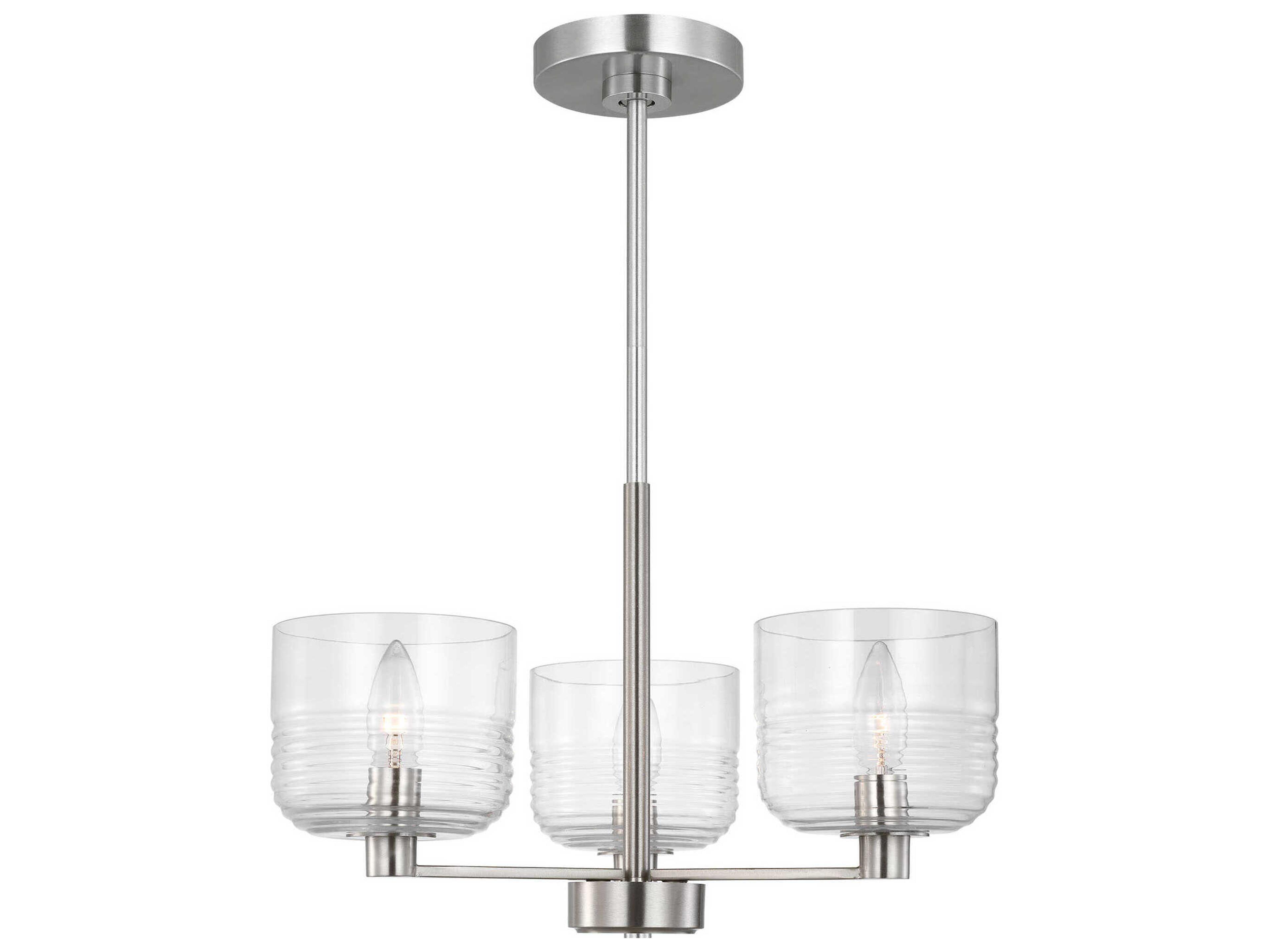 Visual Comfort Studio Lochdale 3-Light Brushed Nickel Candelabra Chandelier