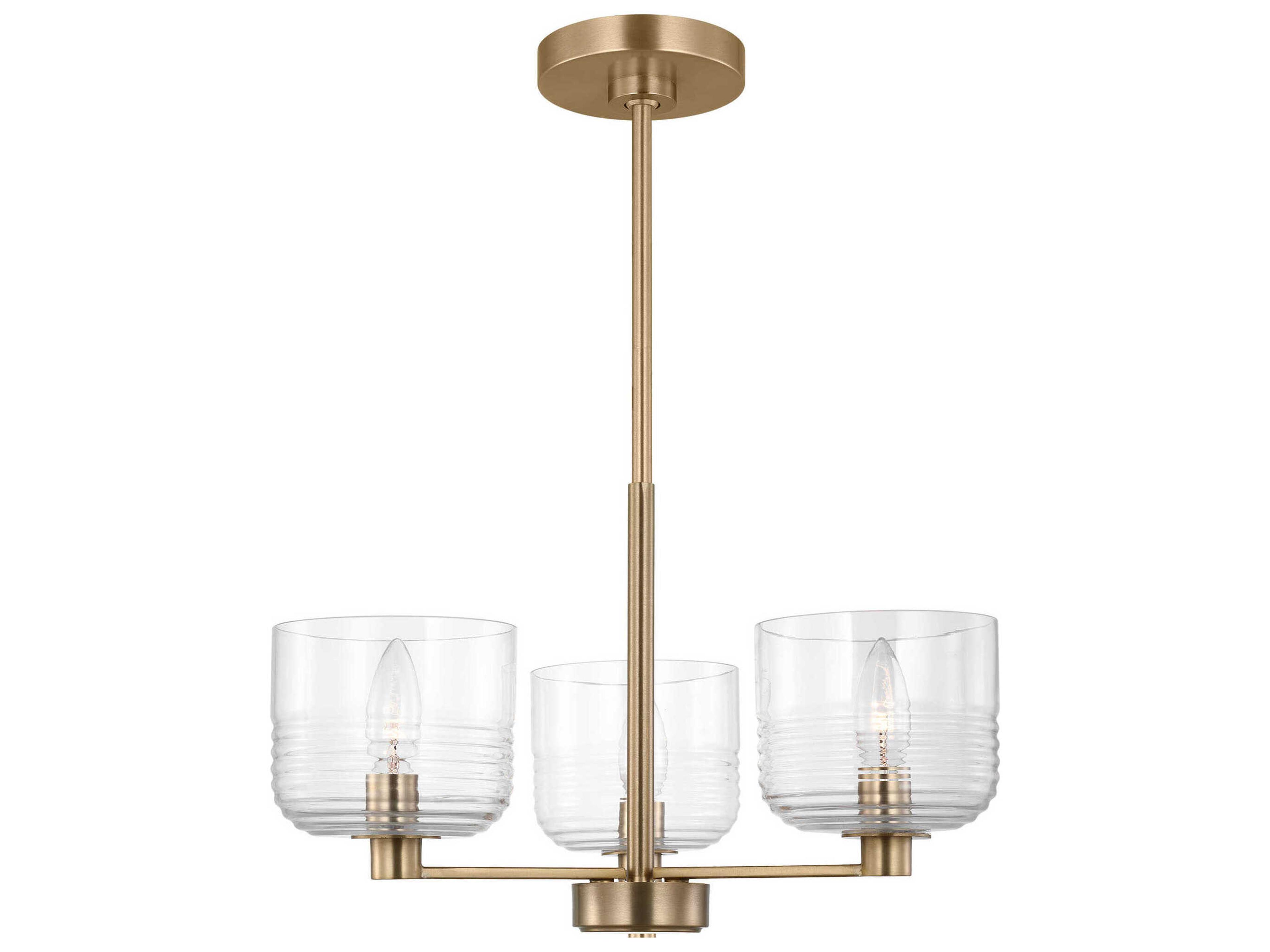 Visual Comfort Studio Lochdale 3-Light Satin Brass Candelabra Chandelier
