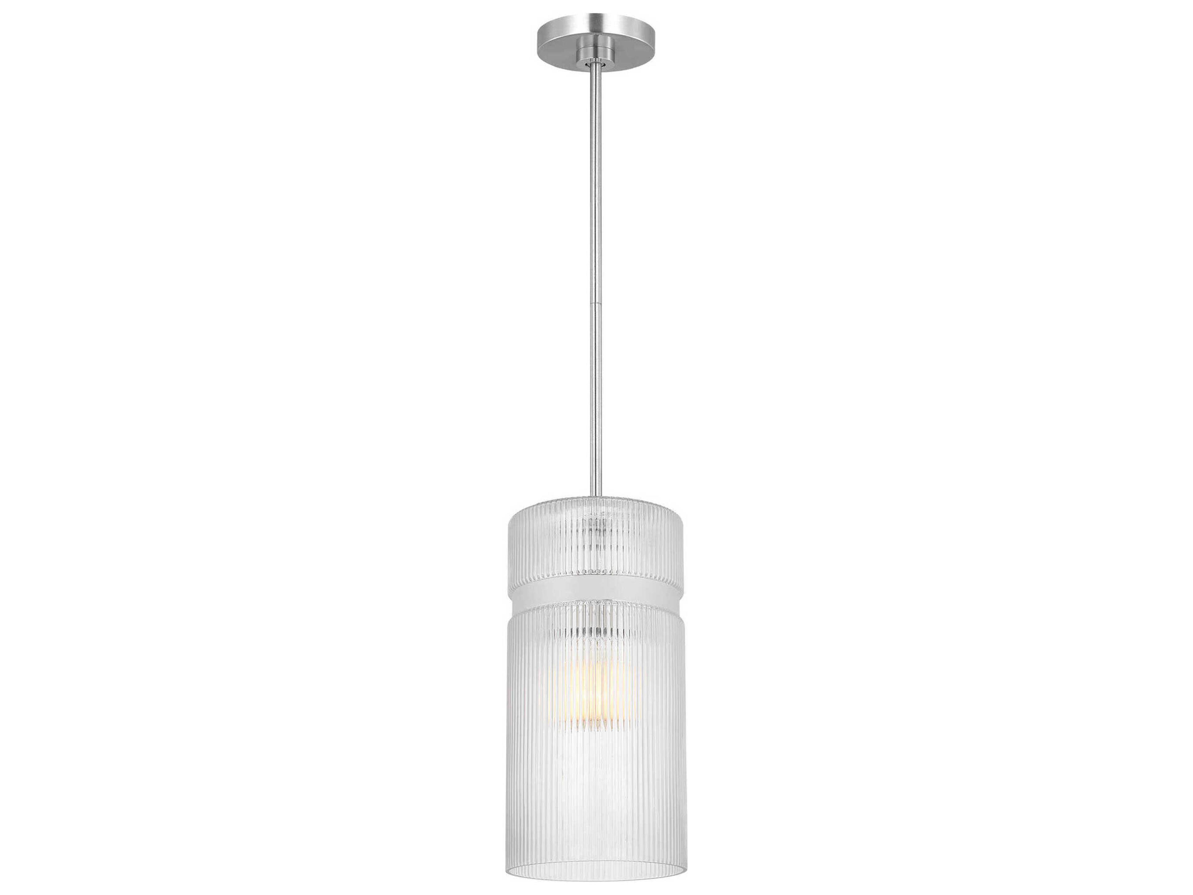 Visual Comfort Studio Liouet 1-Light Brushed Nickel Cylinder Mini Pendant