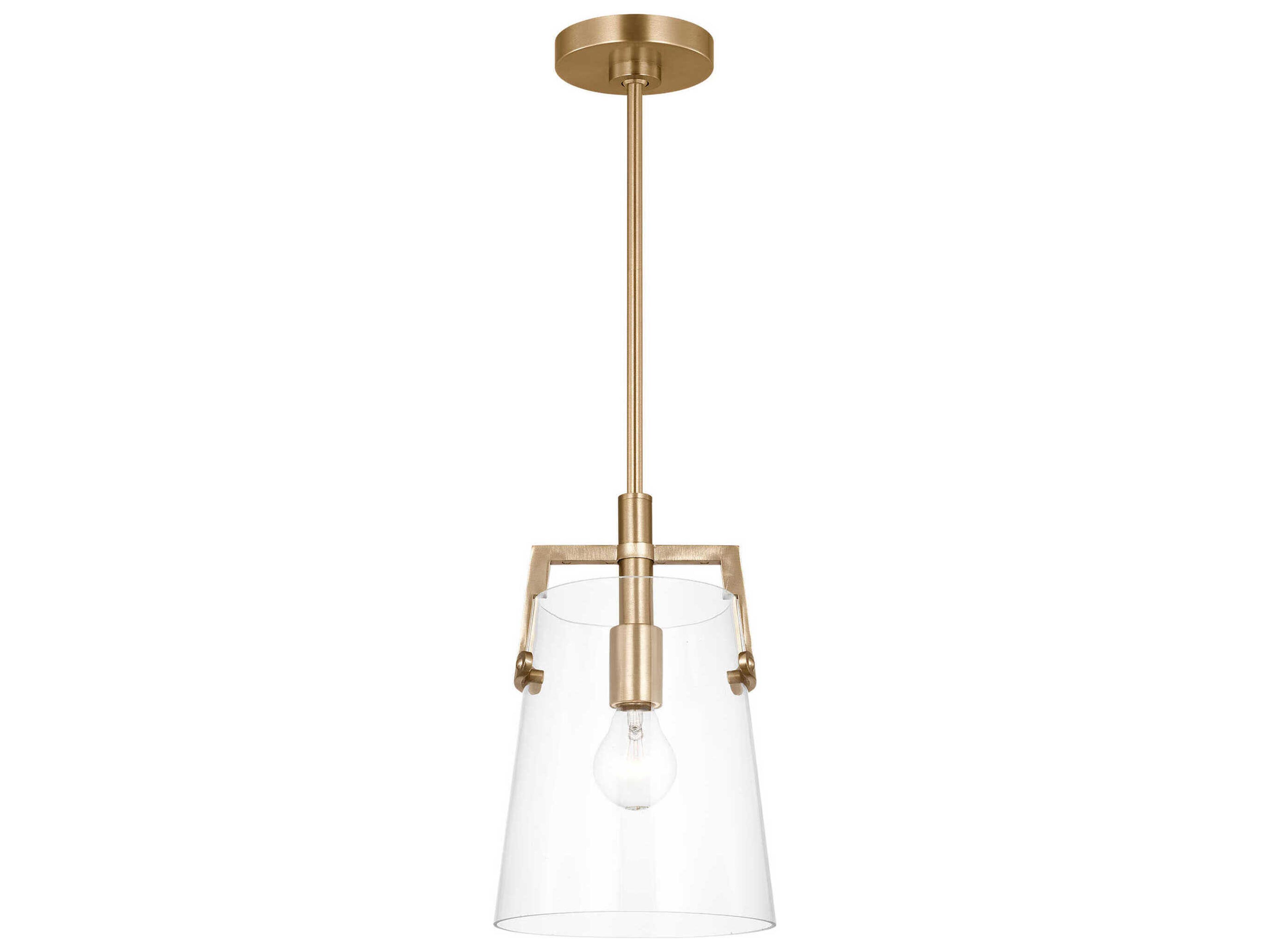 Visual Comfort Studio Crofton 1-Light Satin Brass Cylinder Mini Pendant