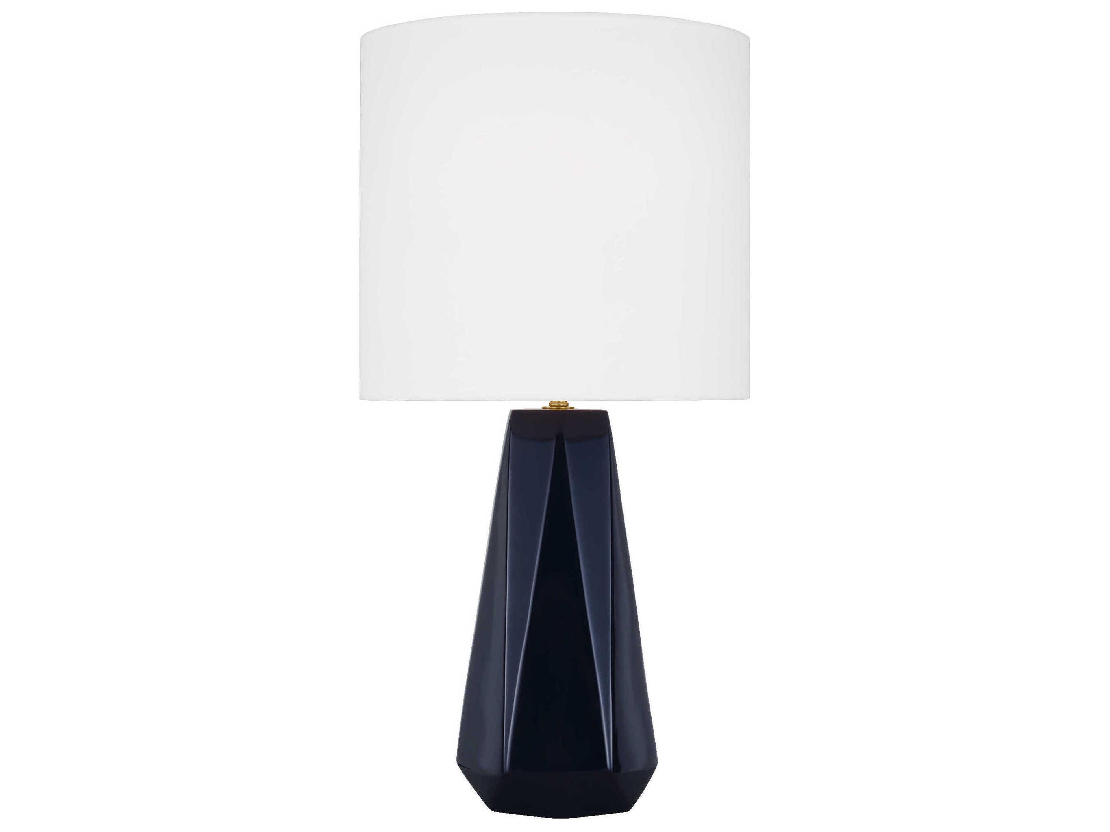 Visual Comfort Studio Moresby Gloss Navy White Linen Blue Table Lamp