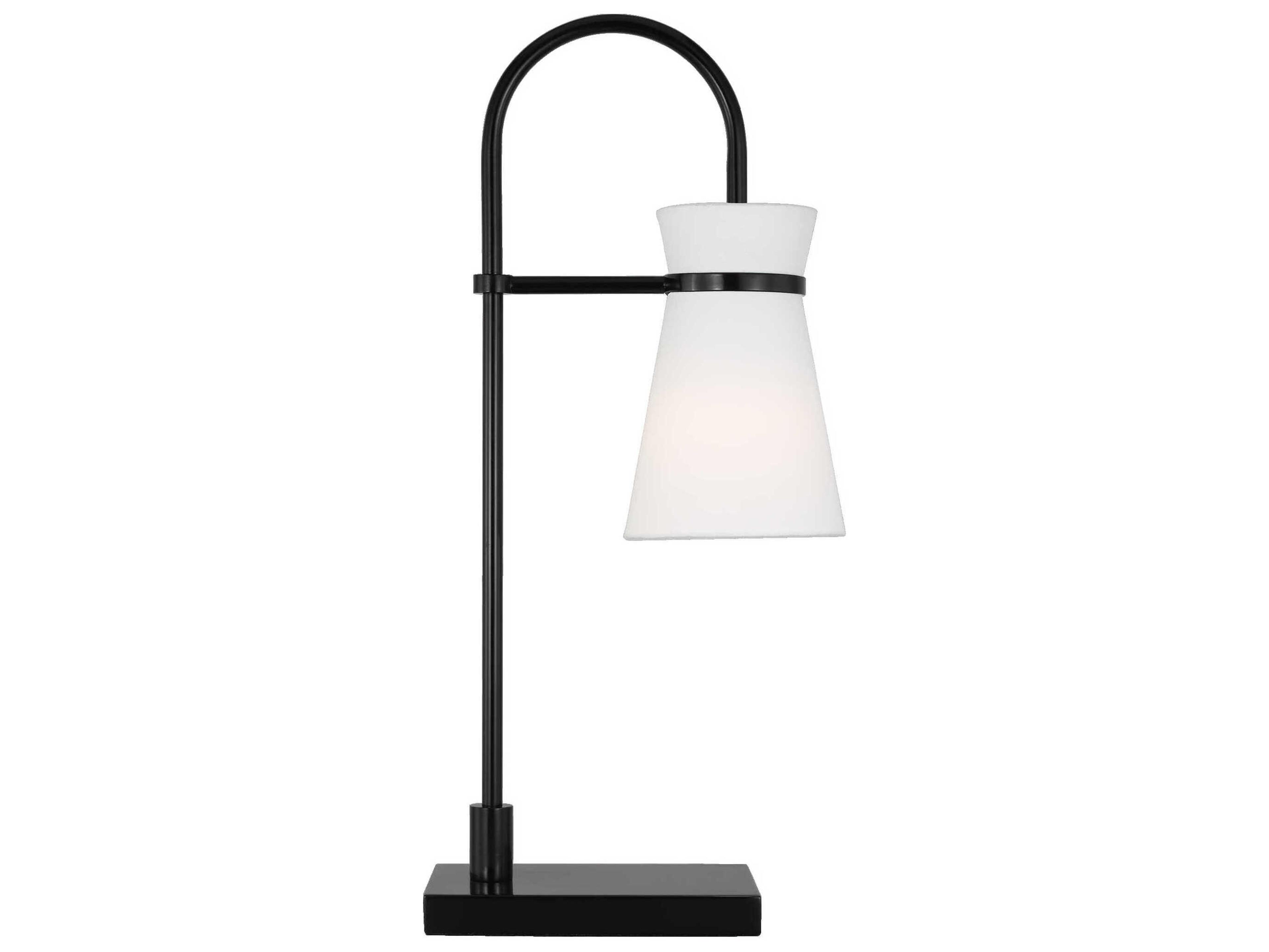 Visual Comfort Studio Binx Midnight Black White Linen Desk Lamp