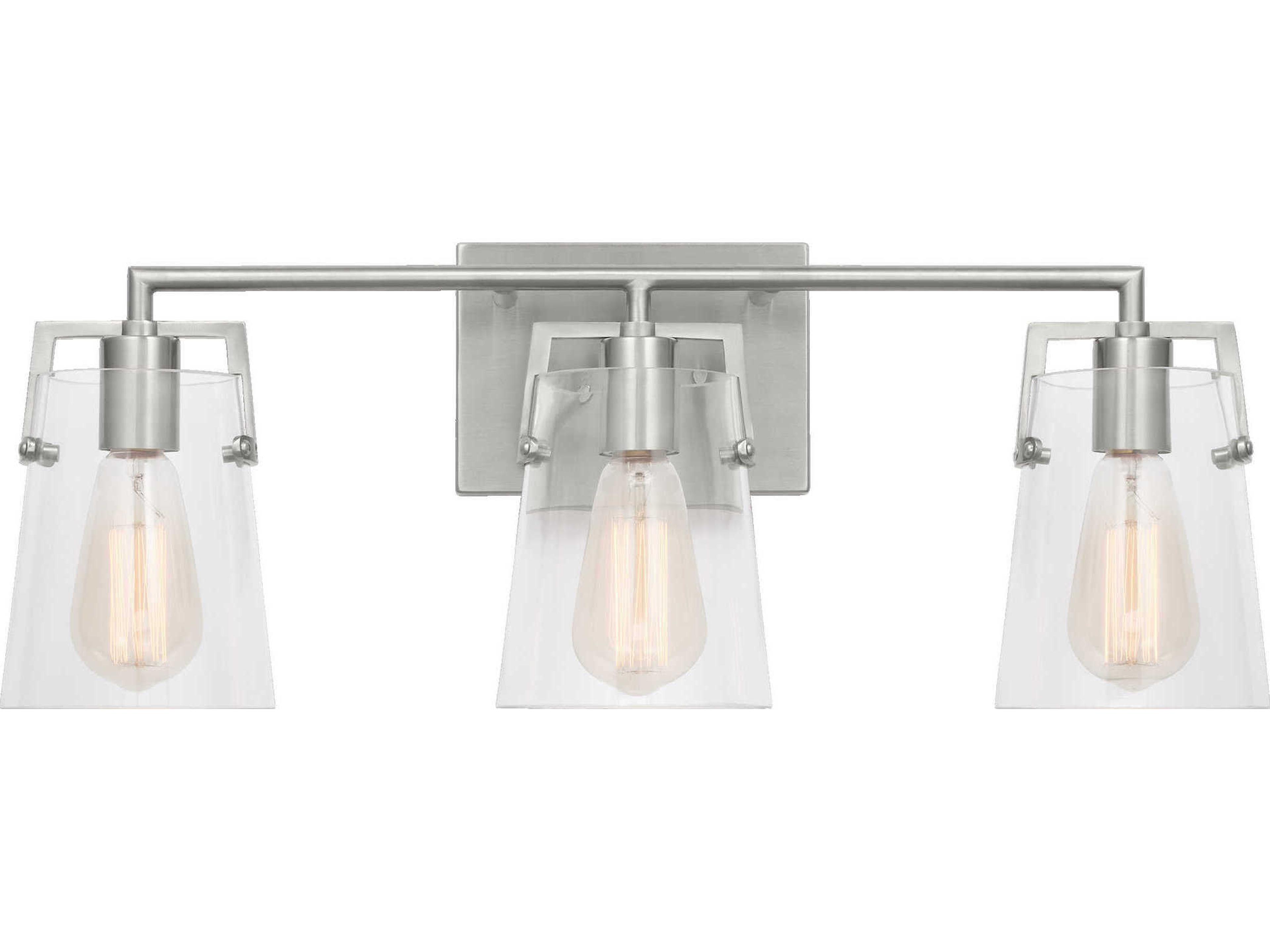 Visual Comfort Studio Crofton 3-Light Brushed Steel Vanity Light