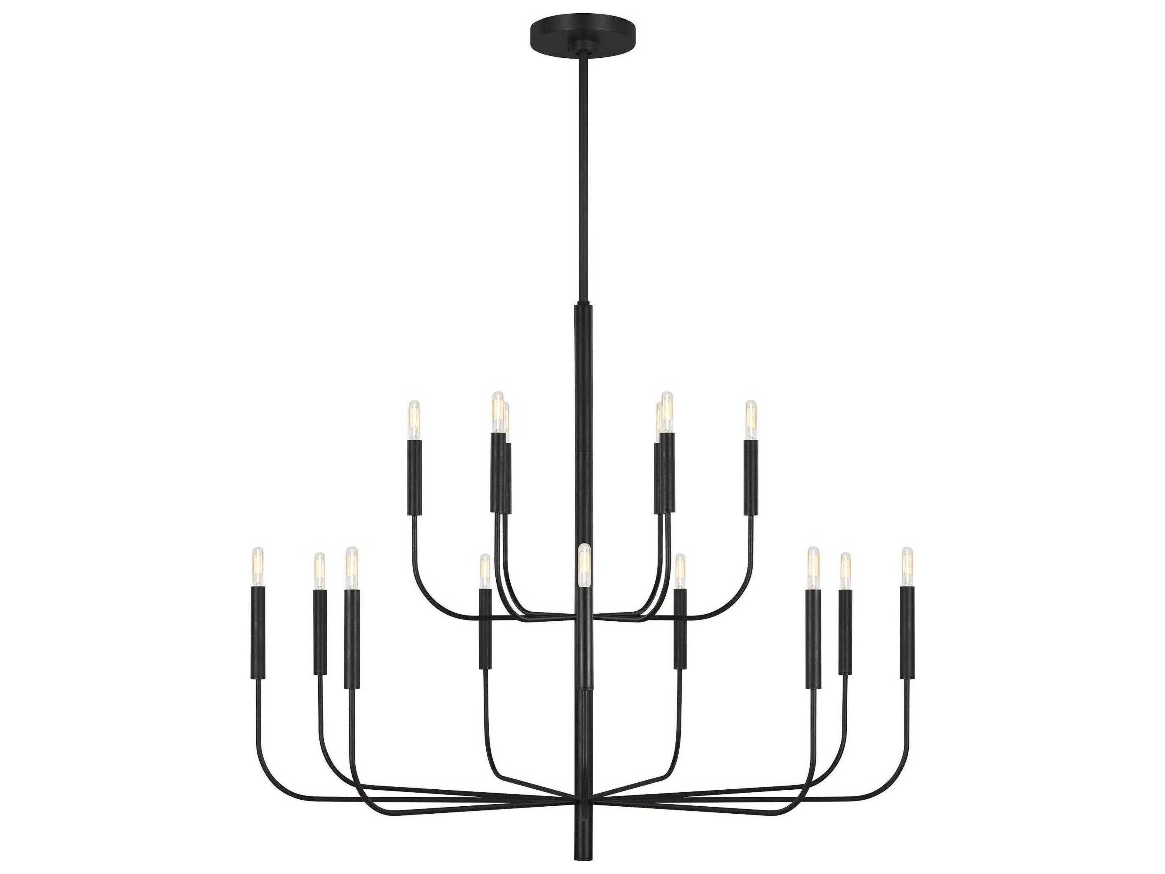 Visual Comfort Studio Brianna 15-Light Aged Iron Black Candelabra Chandelier