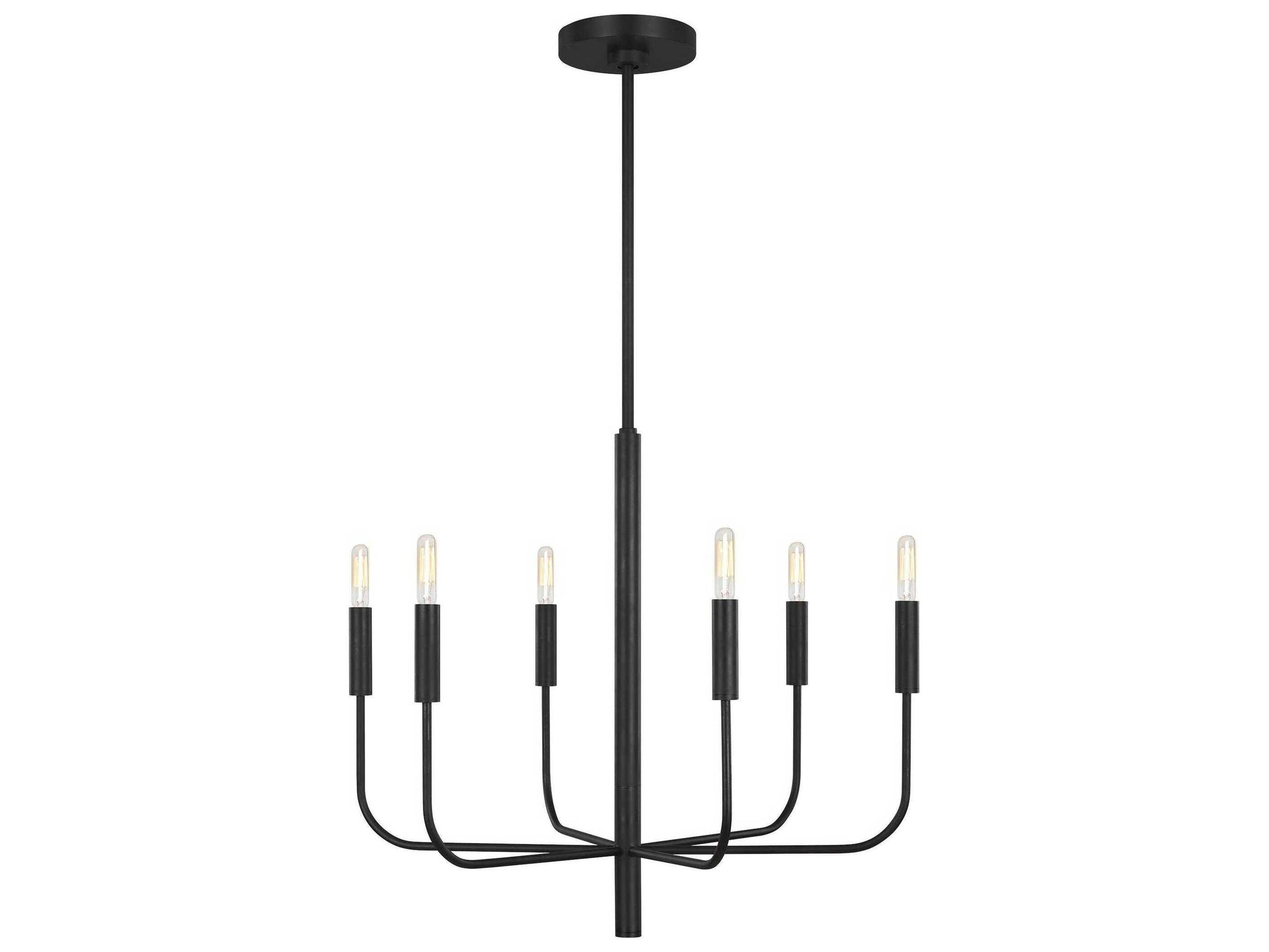 Visual Comfort Studio Brianna 6-Light Aged Iron Black Candelabra Chandelier
