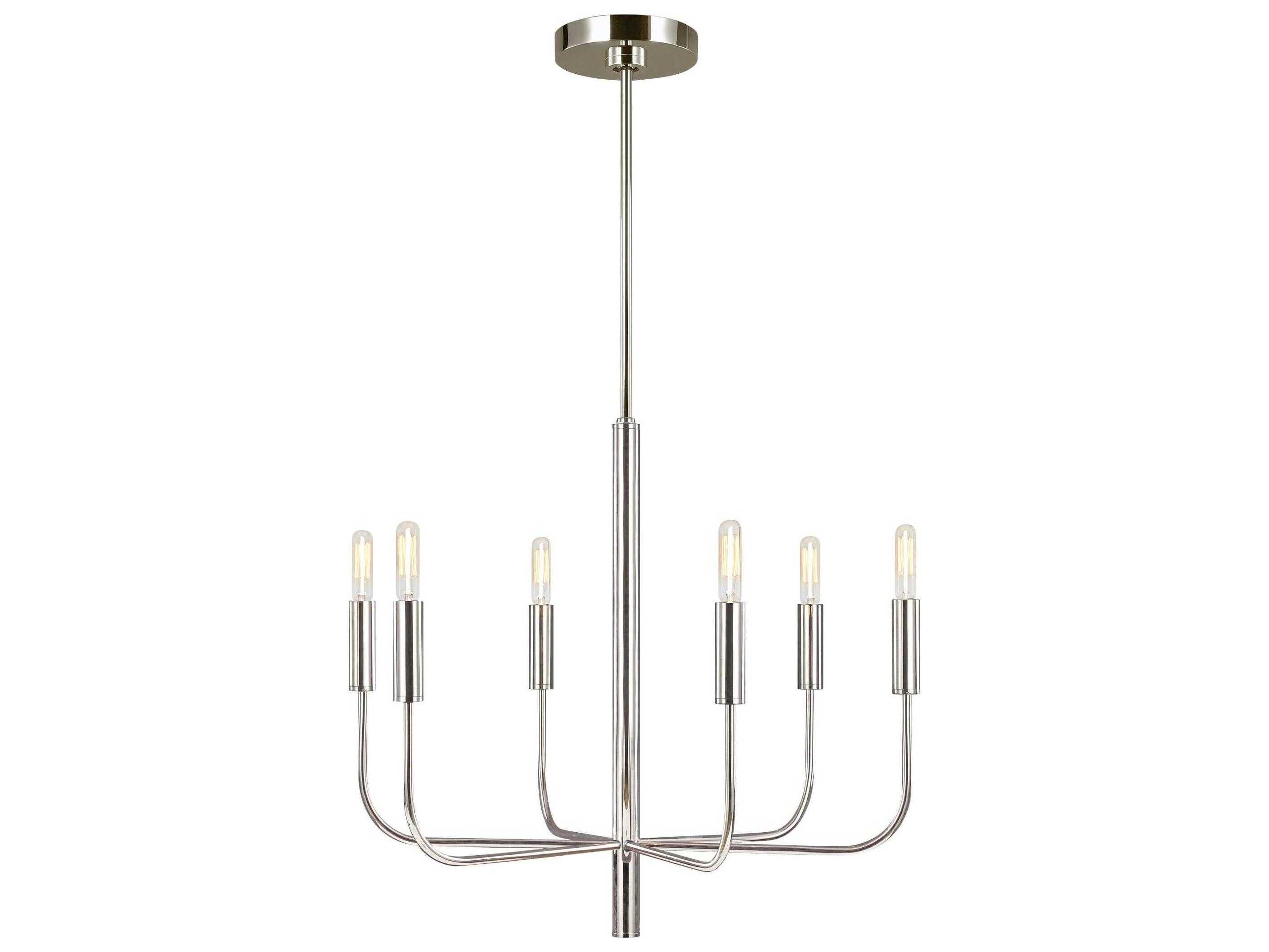 Visual Comfort Studio Brianna 6-Light Polished Nickel Candelabra Chandelier