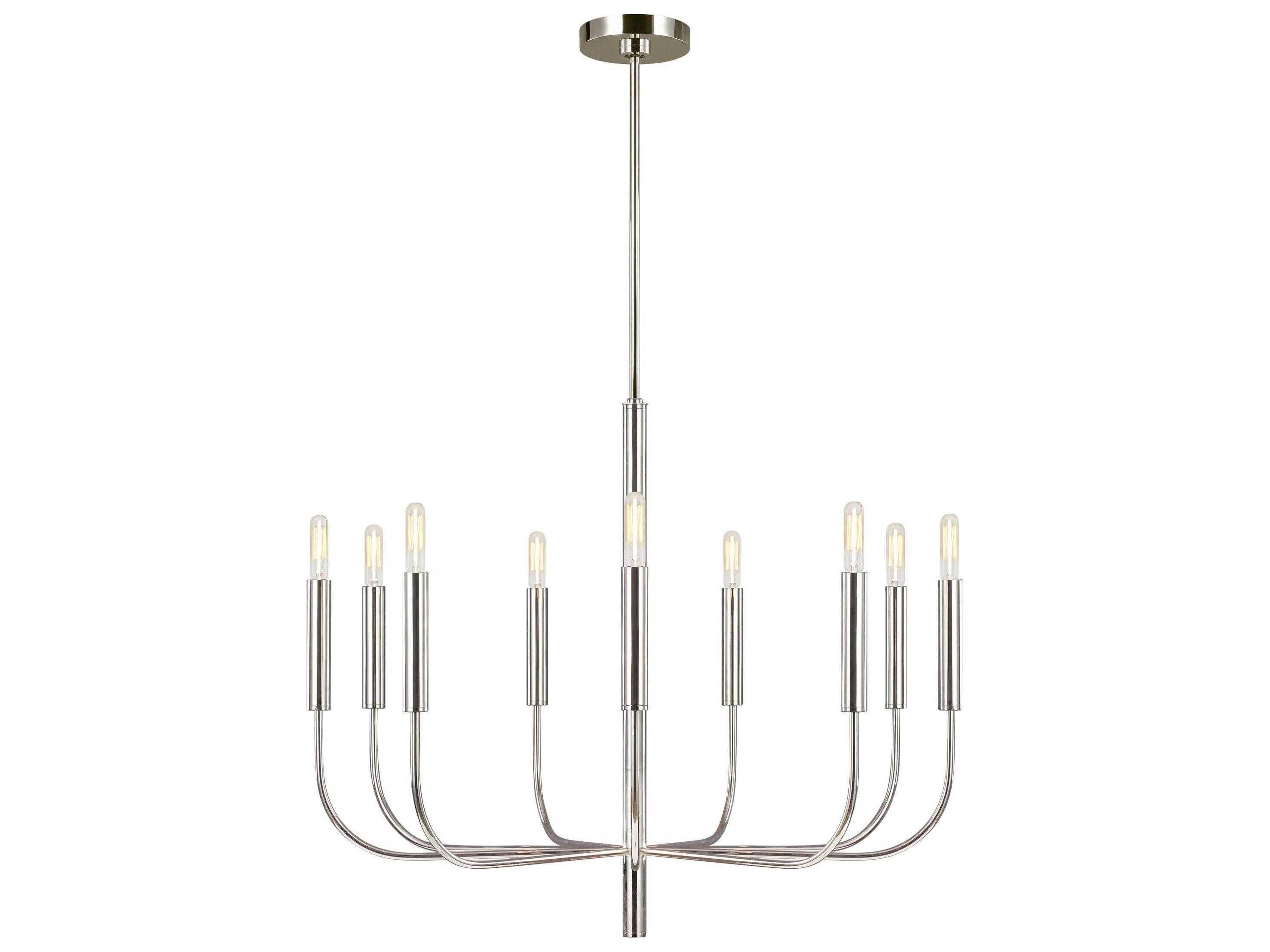 Visual Comfort Studio Brianna 9-Light Polished Nickel Candelabra Chandelier