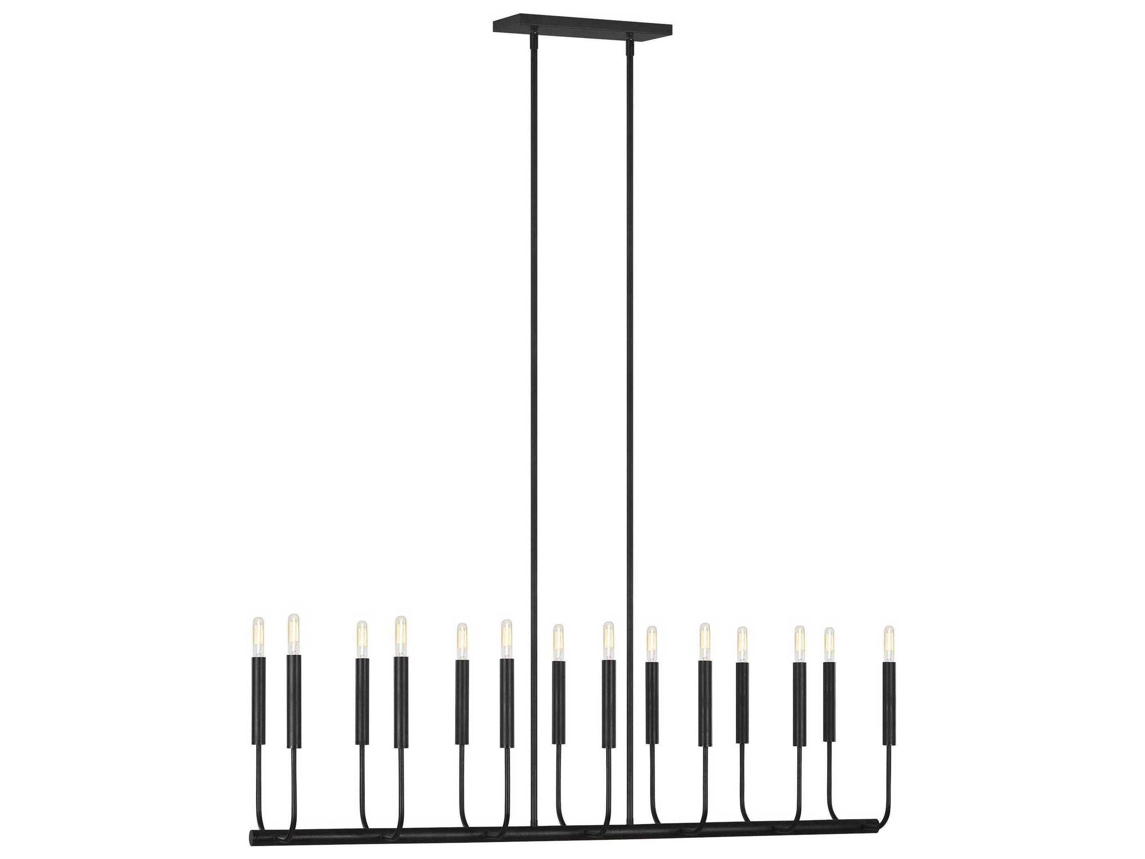 Visual Comfort Studio Brianna 14-Light Aged Iron Black Linear Island Pendant