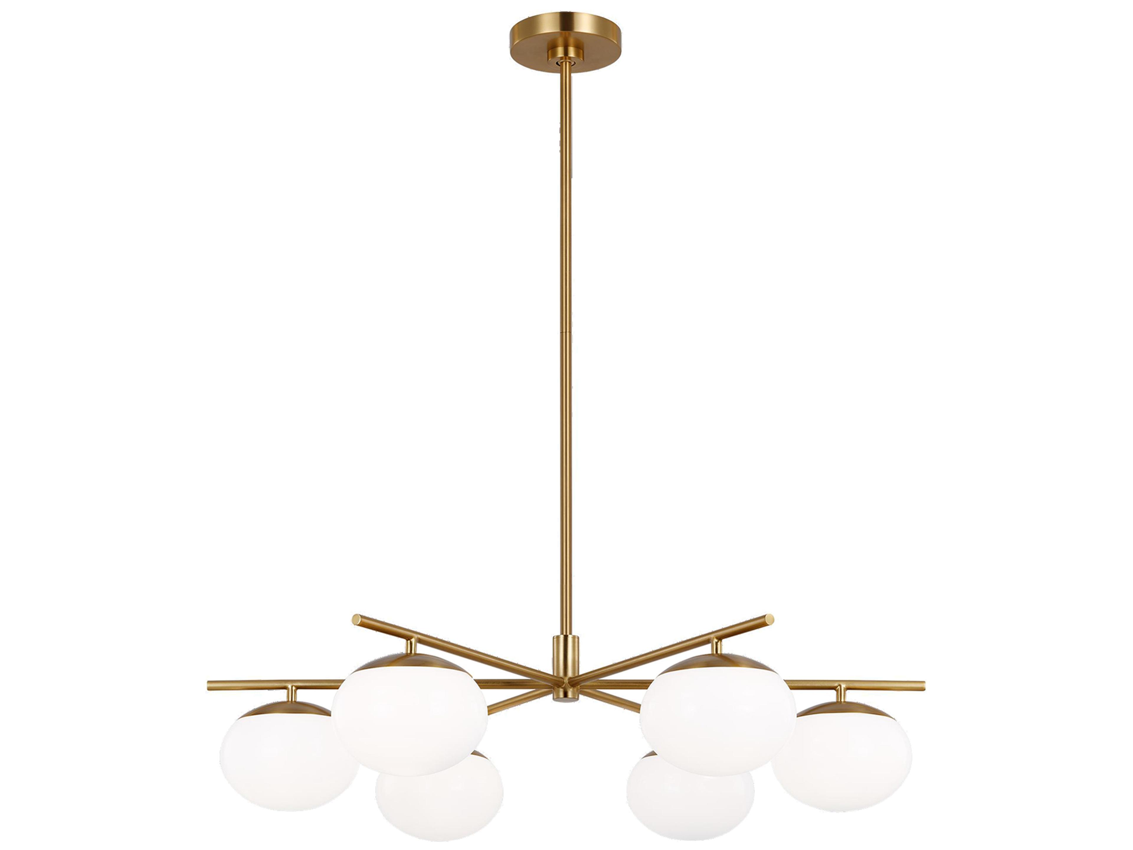 Visual Comfort Studio Lune 6-Light Burnished Brass Globe Chandelier