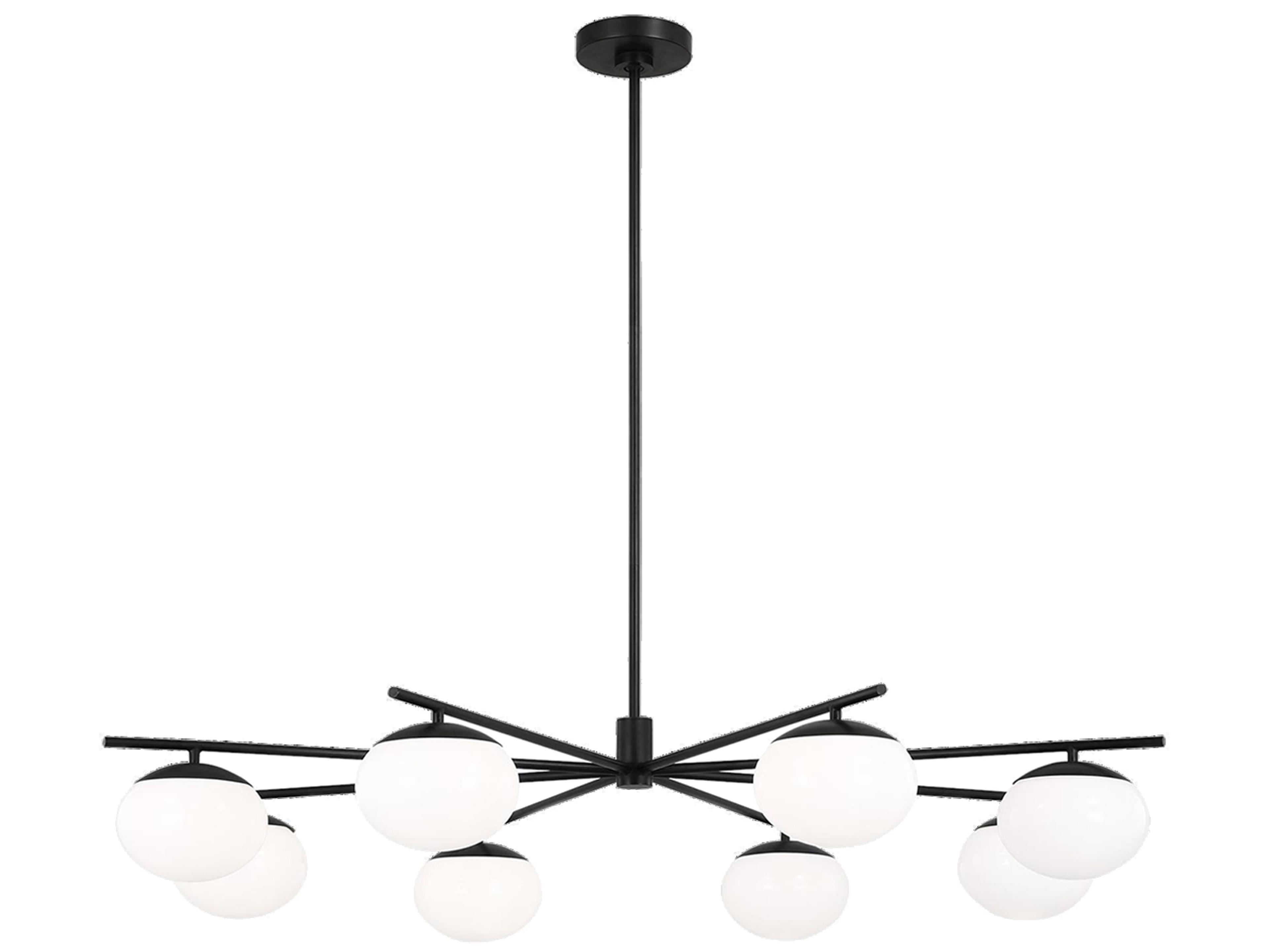 Visual Comfort Studio Lune 8-Light Aged Iron Black Globe Chandelier