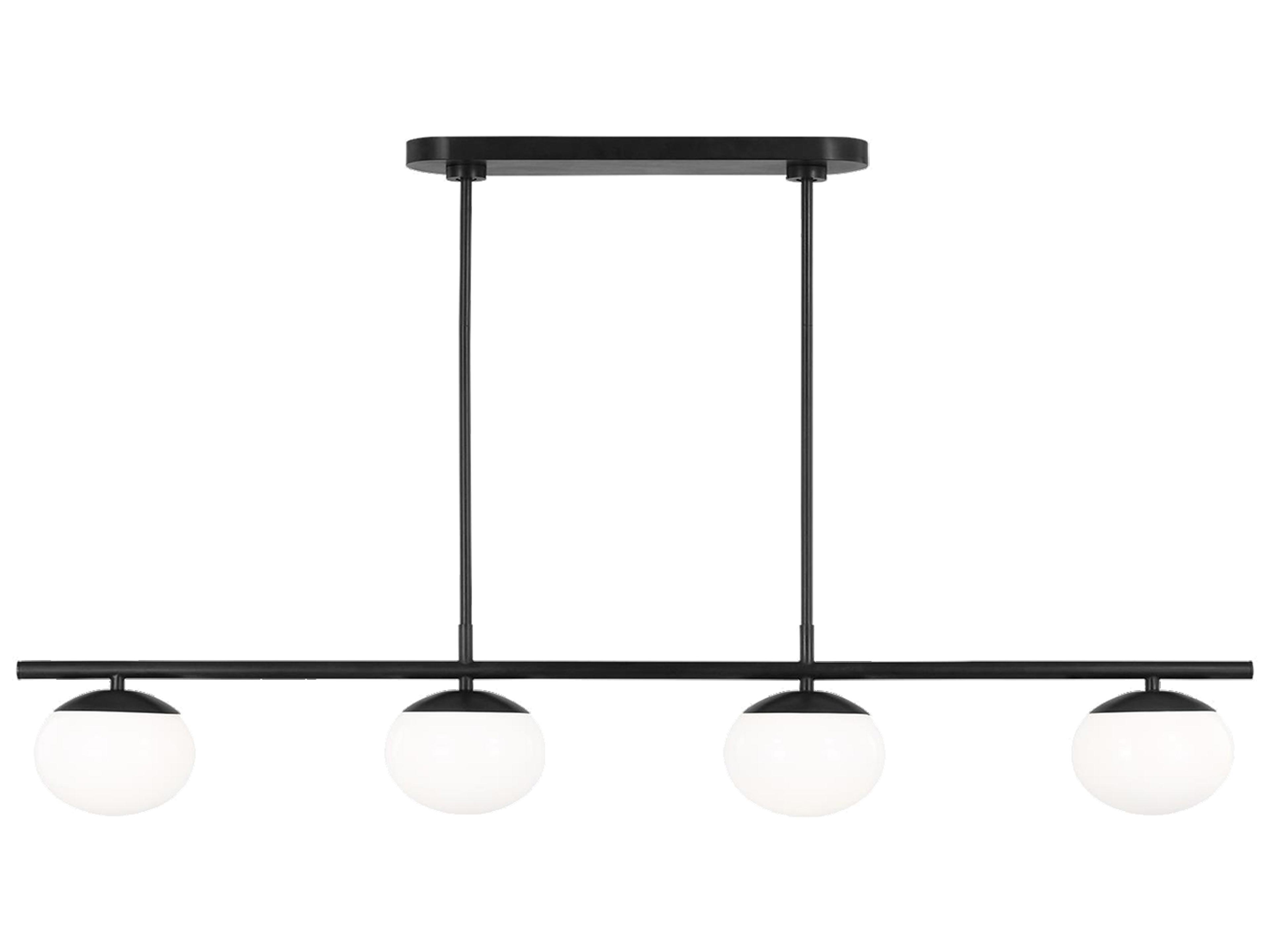 Visual Comfort Studio Lune 4-Light Aged Iron Black Globe Linear Island Pendant