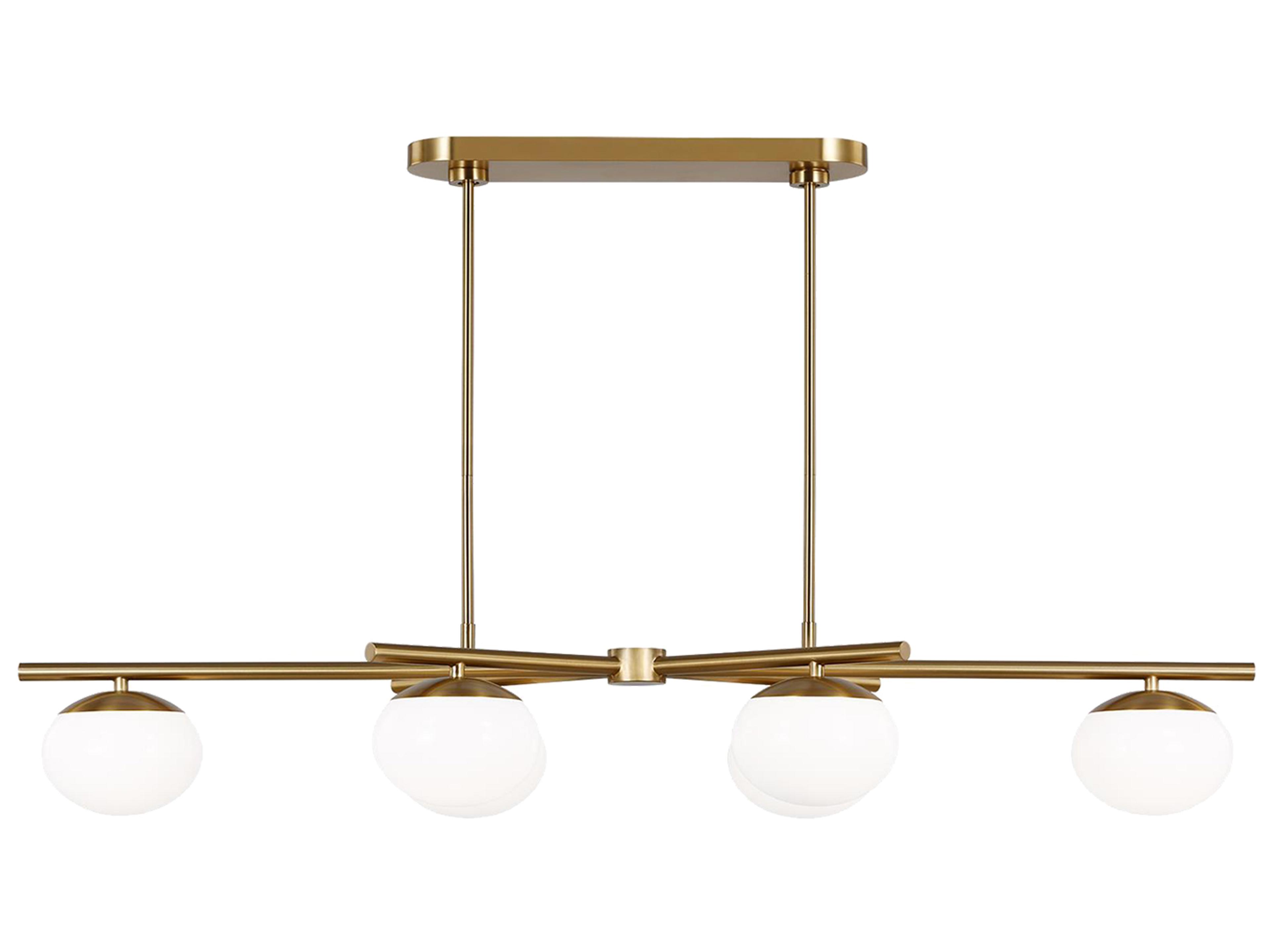 Visual Comfort Studio Lune 6-Light Burnished Brass Globe Linear Island Pendant