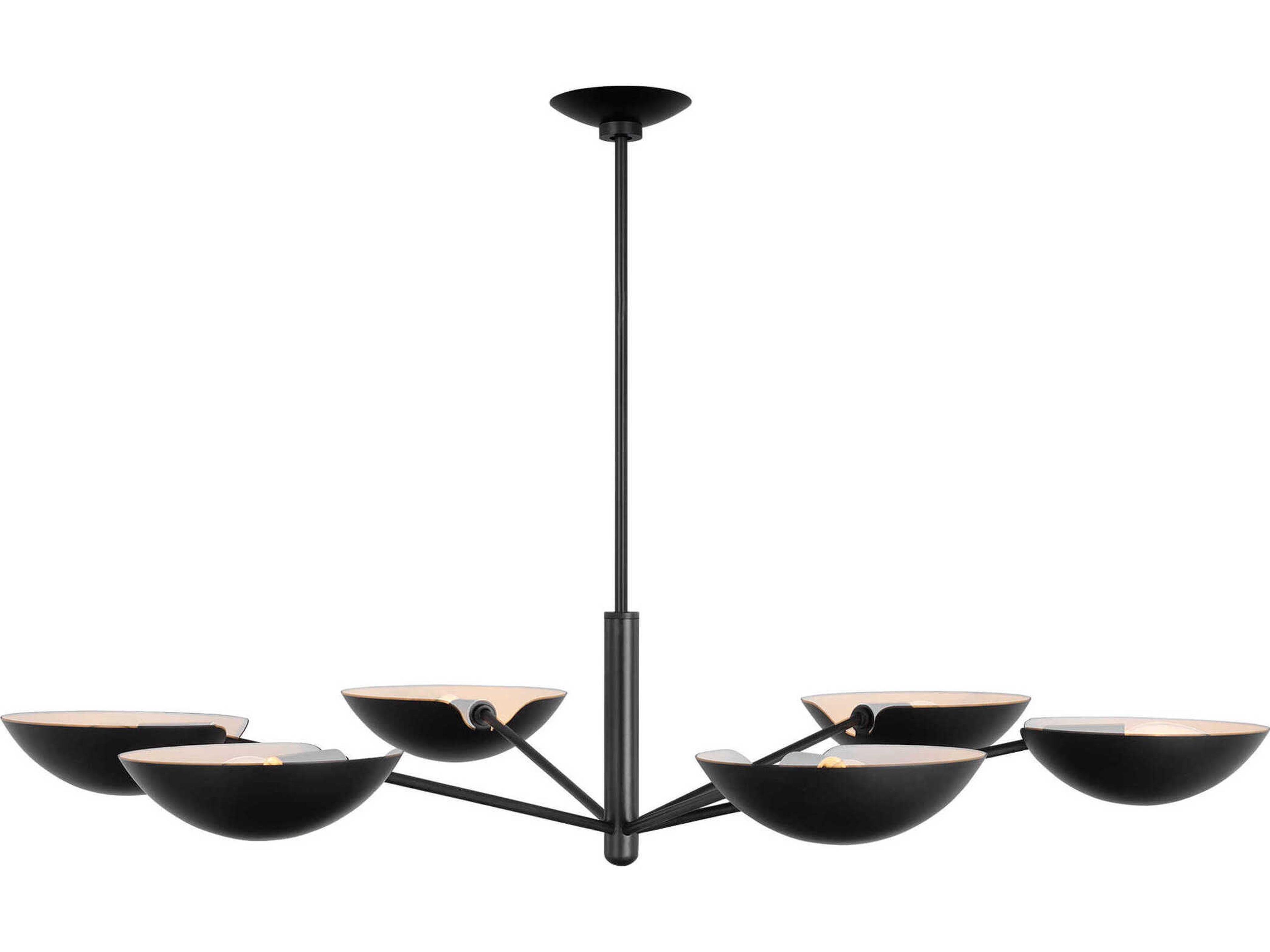 Visual Comfort Studio Nevel 6-Light Aged Iron Black Bowl Chandelier