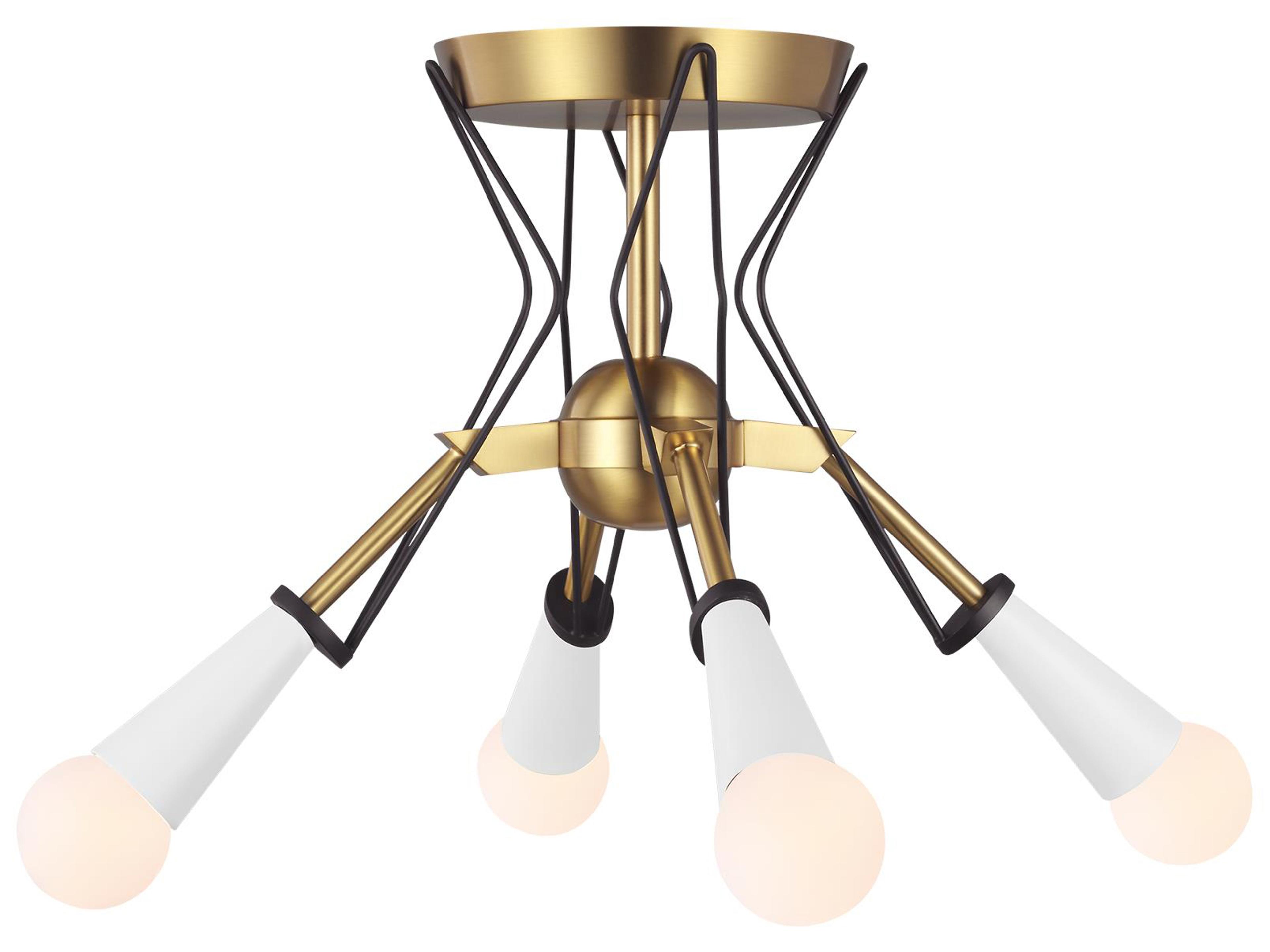Visual Comfort Studio Piro 4-Light Burnished Brass Semi Flush Mount