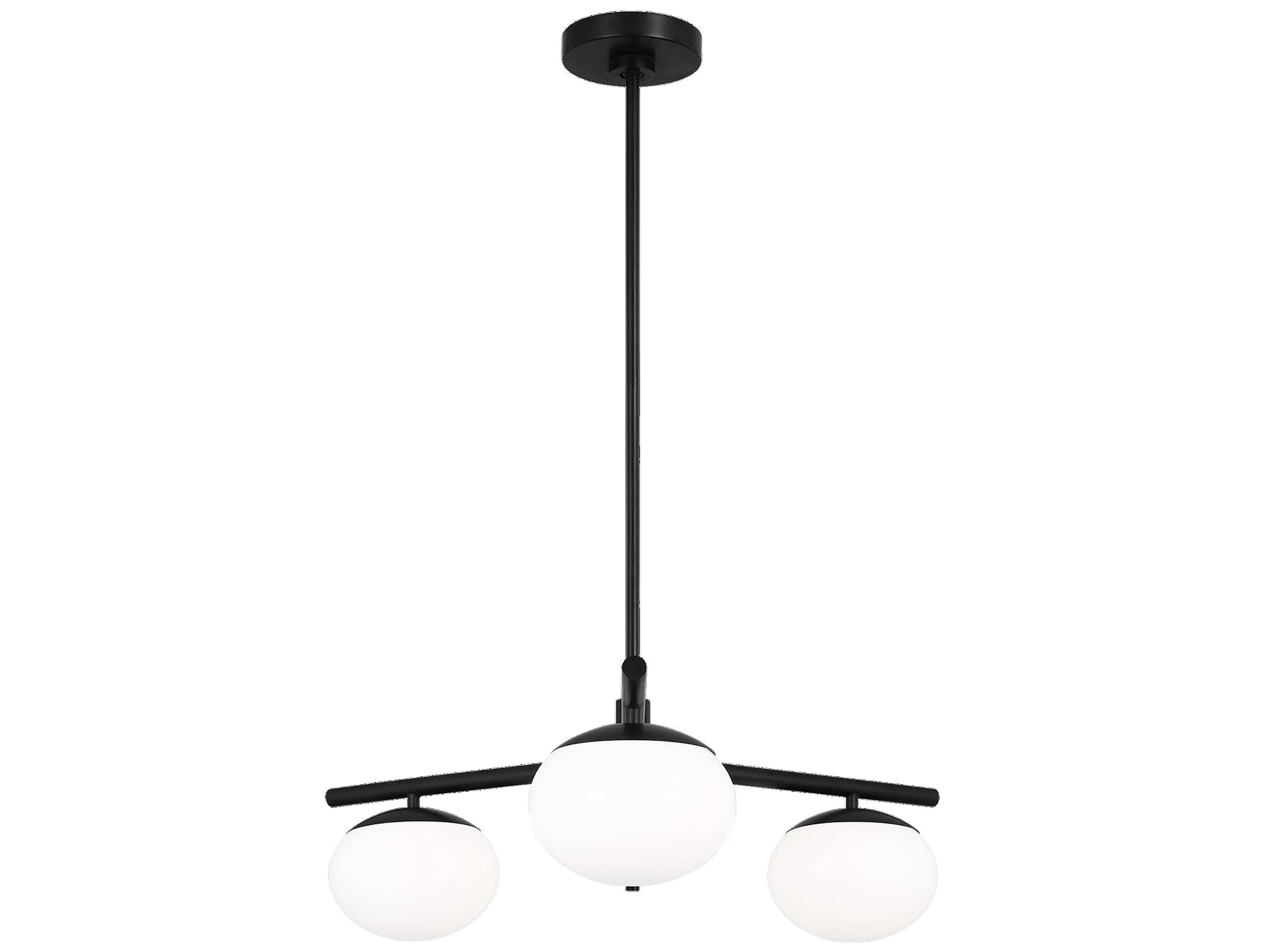 Visual Comfort Studio Lune 3-Light Aged Iron Black Globe Chandelier