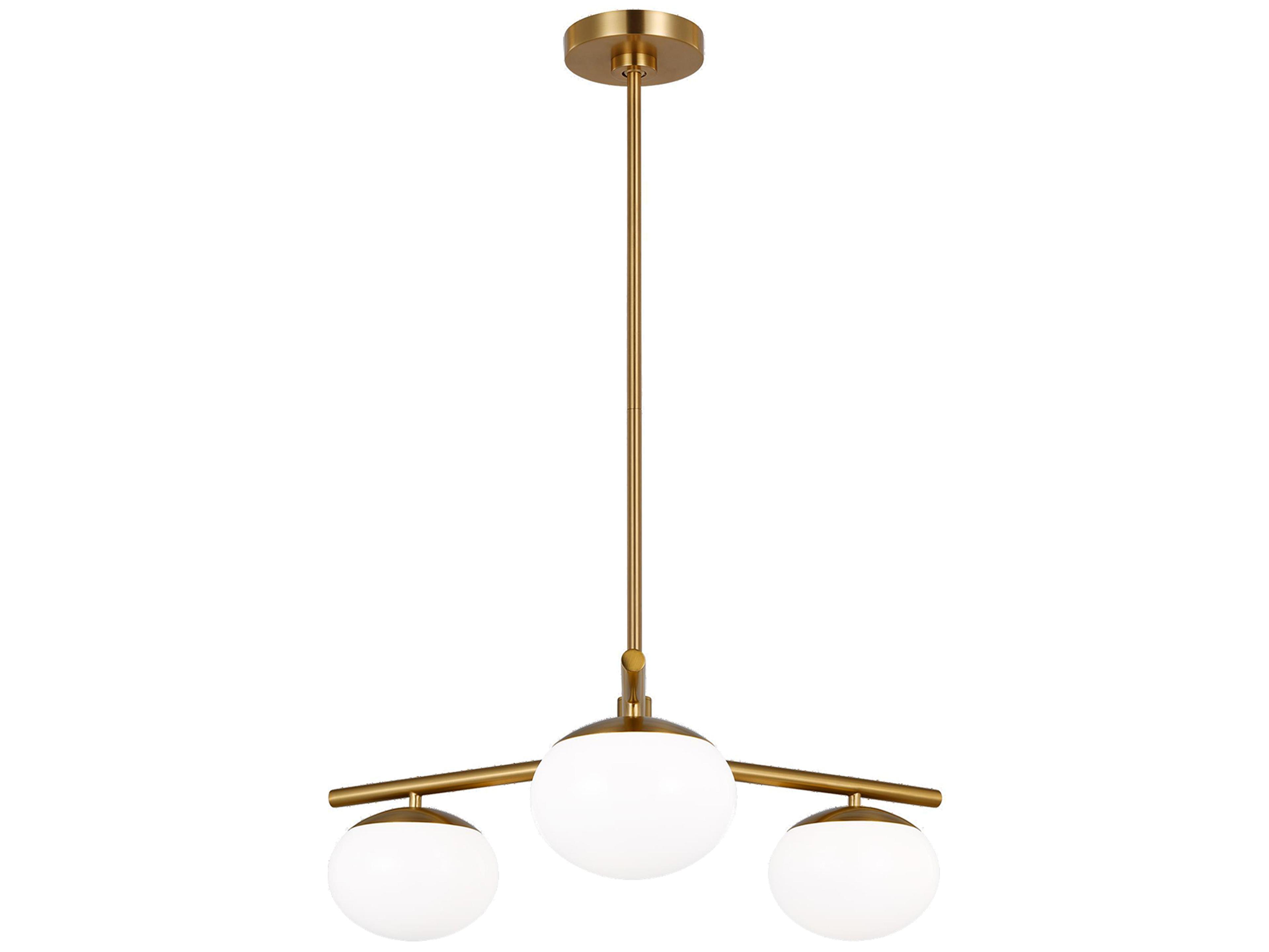 Visual Comfort Studio Lune 3-Light Burnished Brass Globe Chandelier