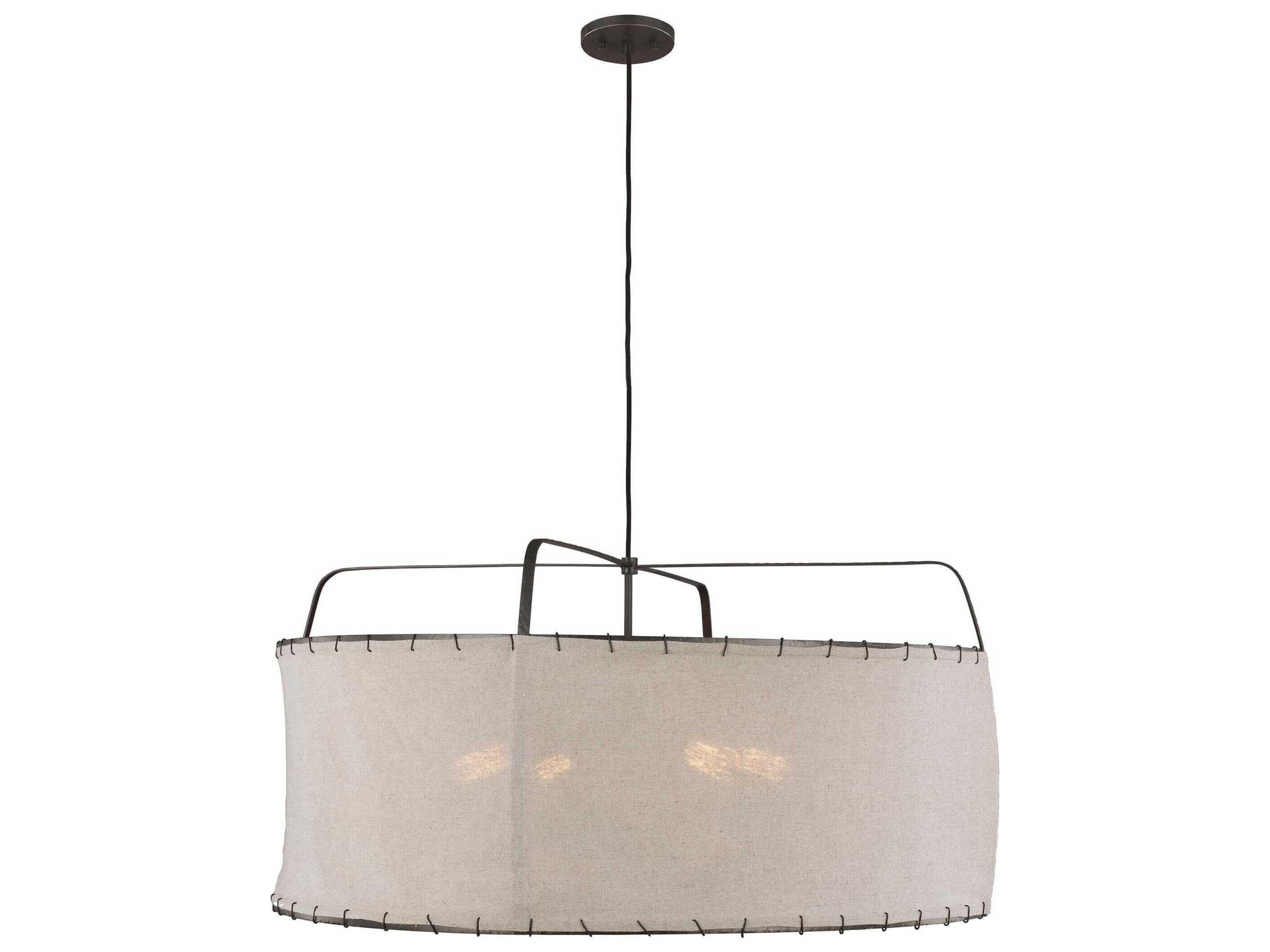 Visual Comfort Studio Dunne 4-Light Aged Iron Black Drum Pendant