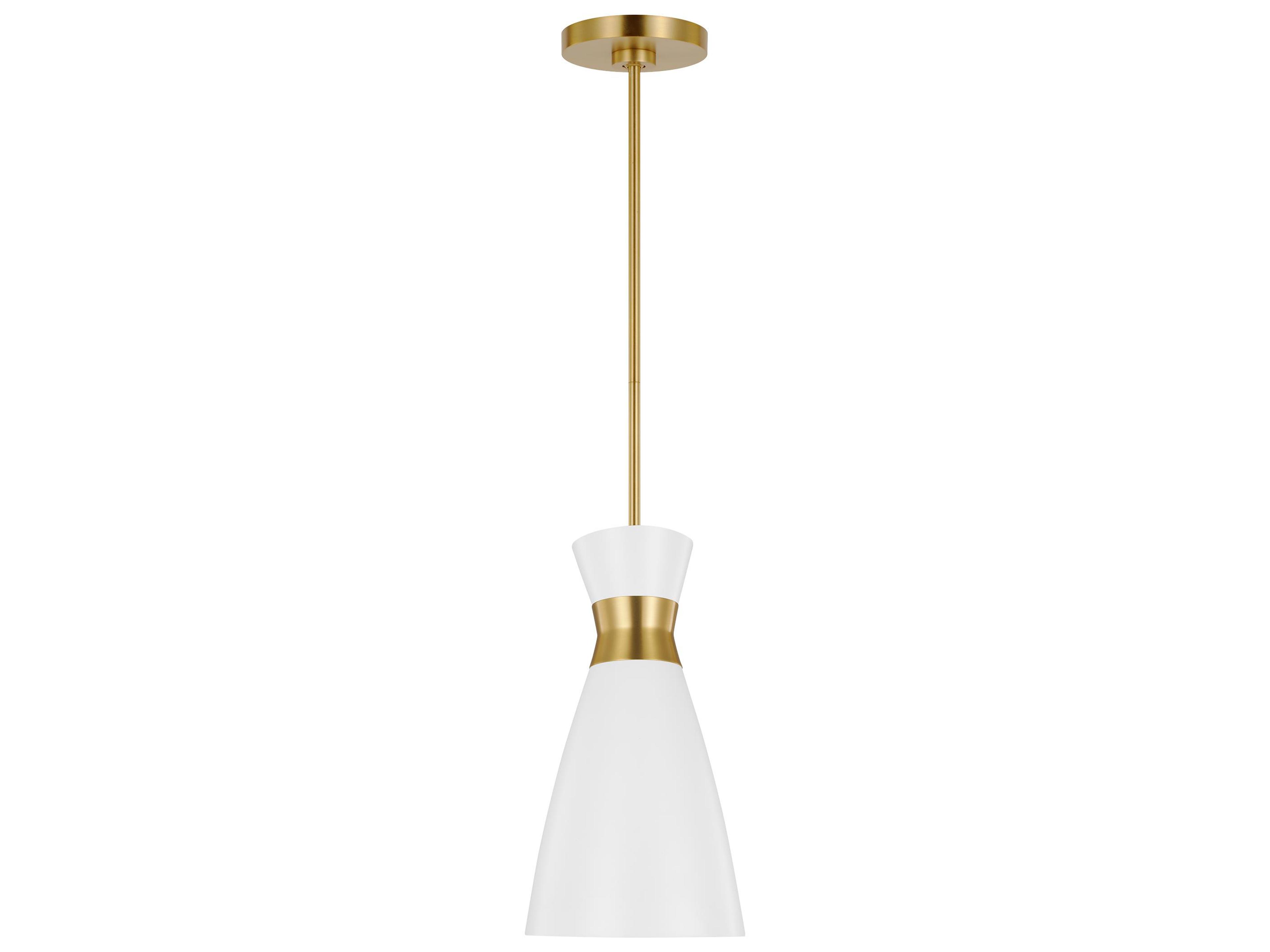 Visual Comfort Studio Heath 1-Light Matte White Burnished Brass Mini Pendant