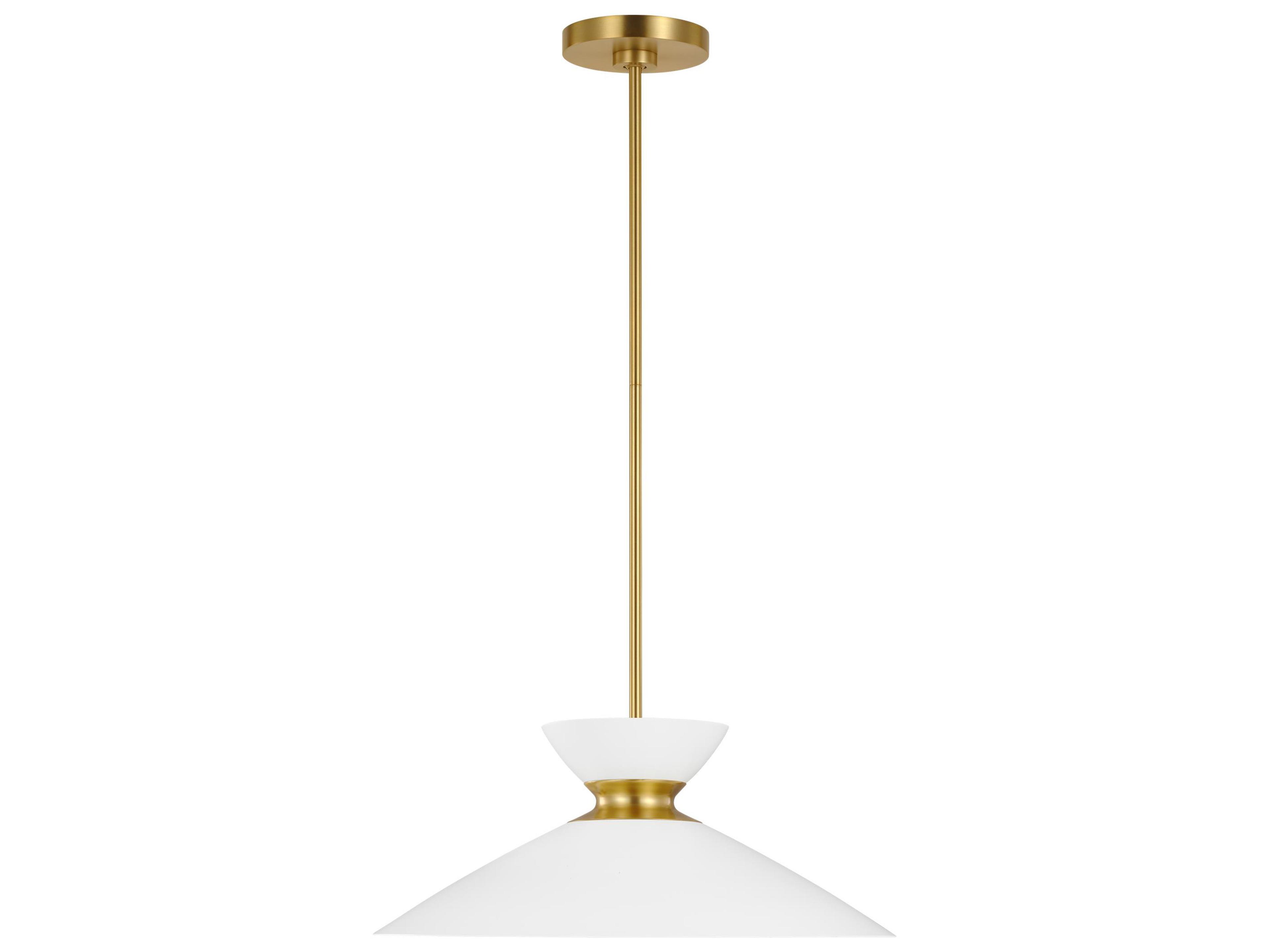 Visual Comfort Studio Heath 1-Light Matte White Burnished Brass Pendant