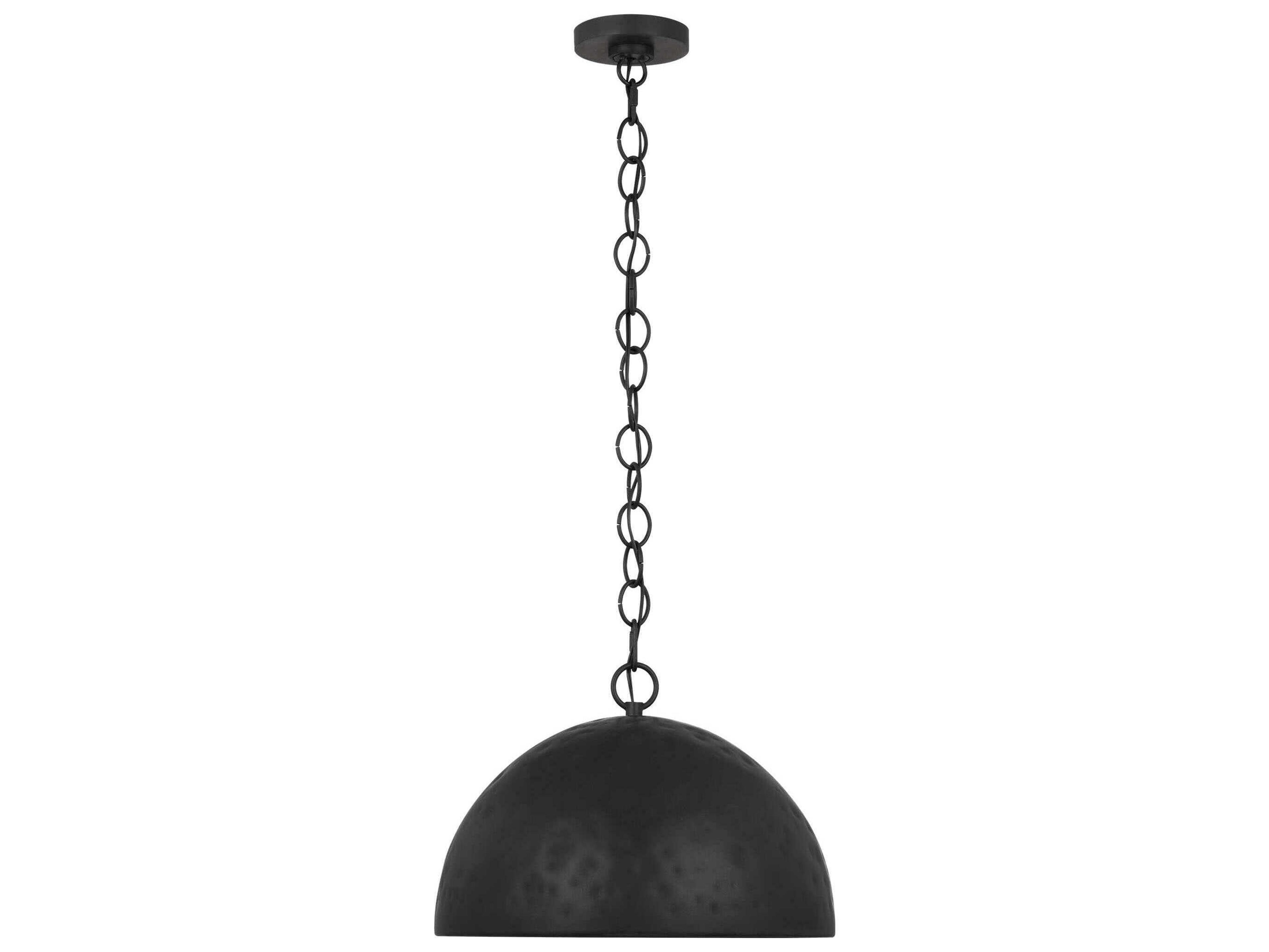 Visual Comfort Studio Whare 1-Light Aged Iron Black Dome Pendant