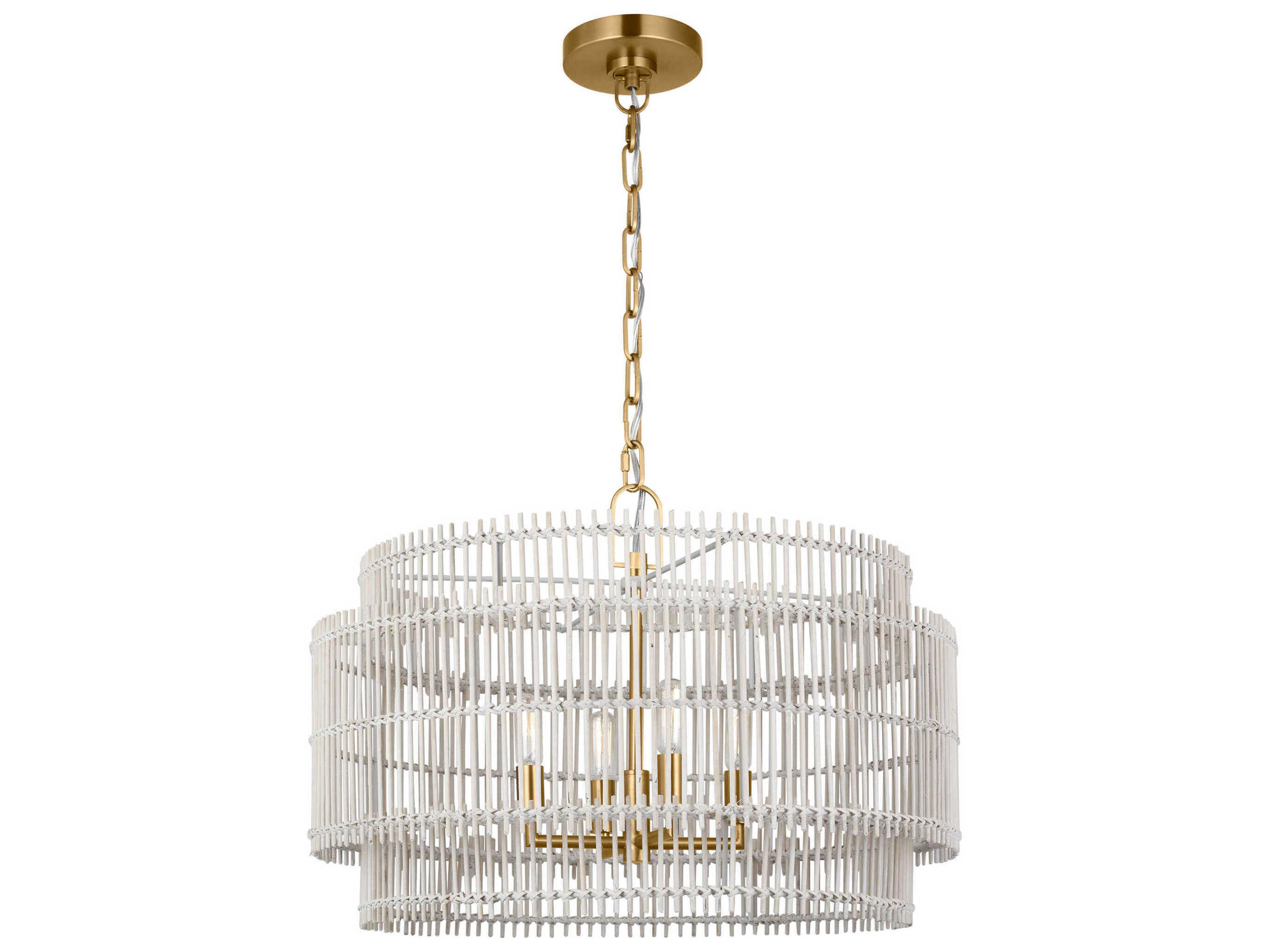 Visual Comfort Studio Elio 4-Light Burnished Brass Drum Chandelier