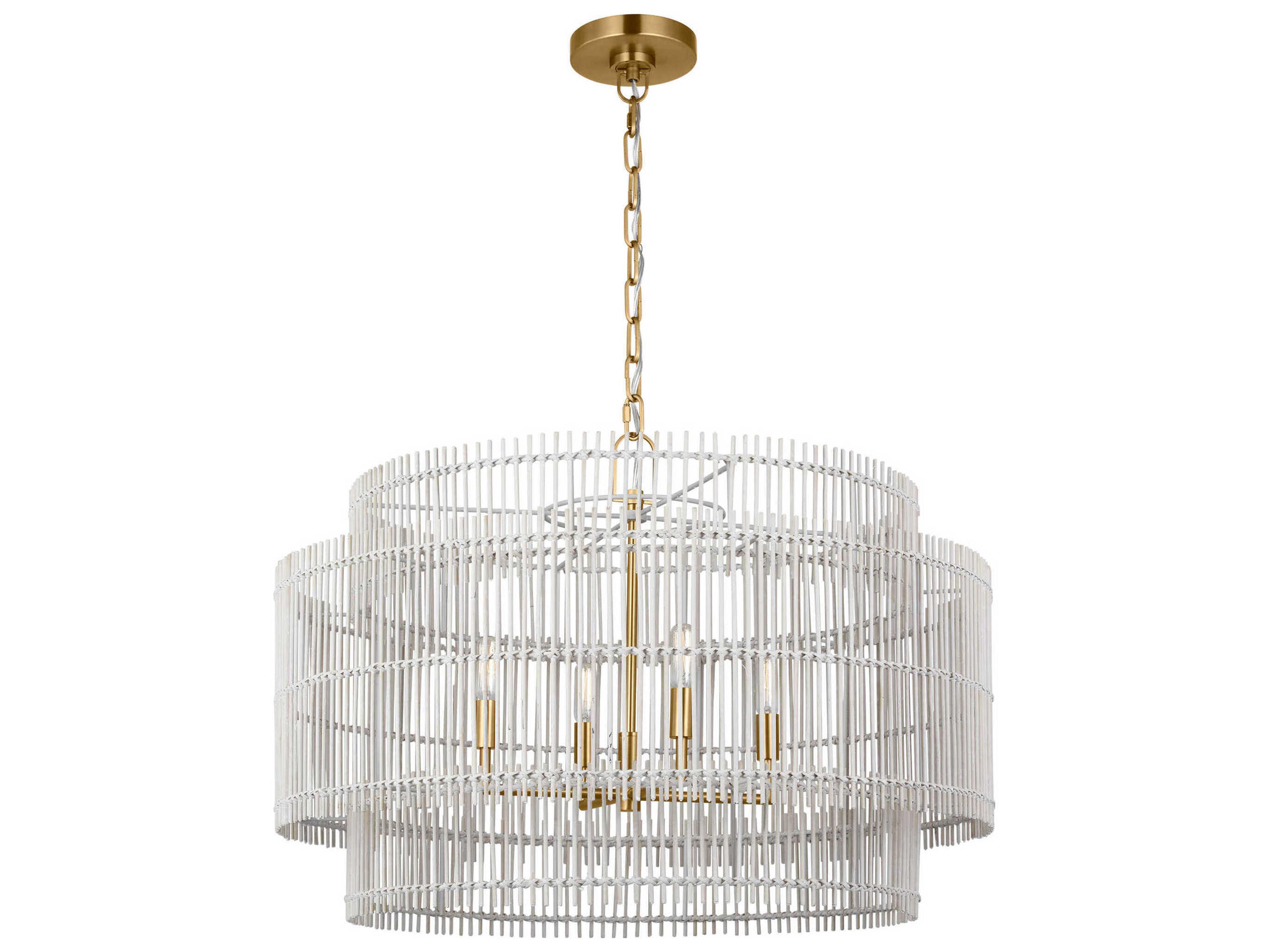 Visual Comfort Studio Elio 4-Light Burnished Brass Drum Chandelier
