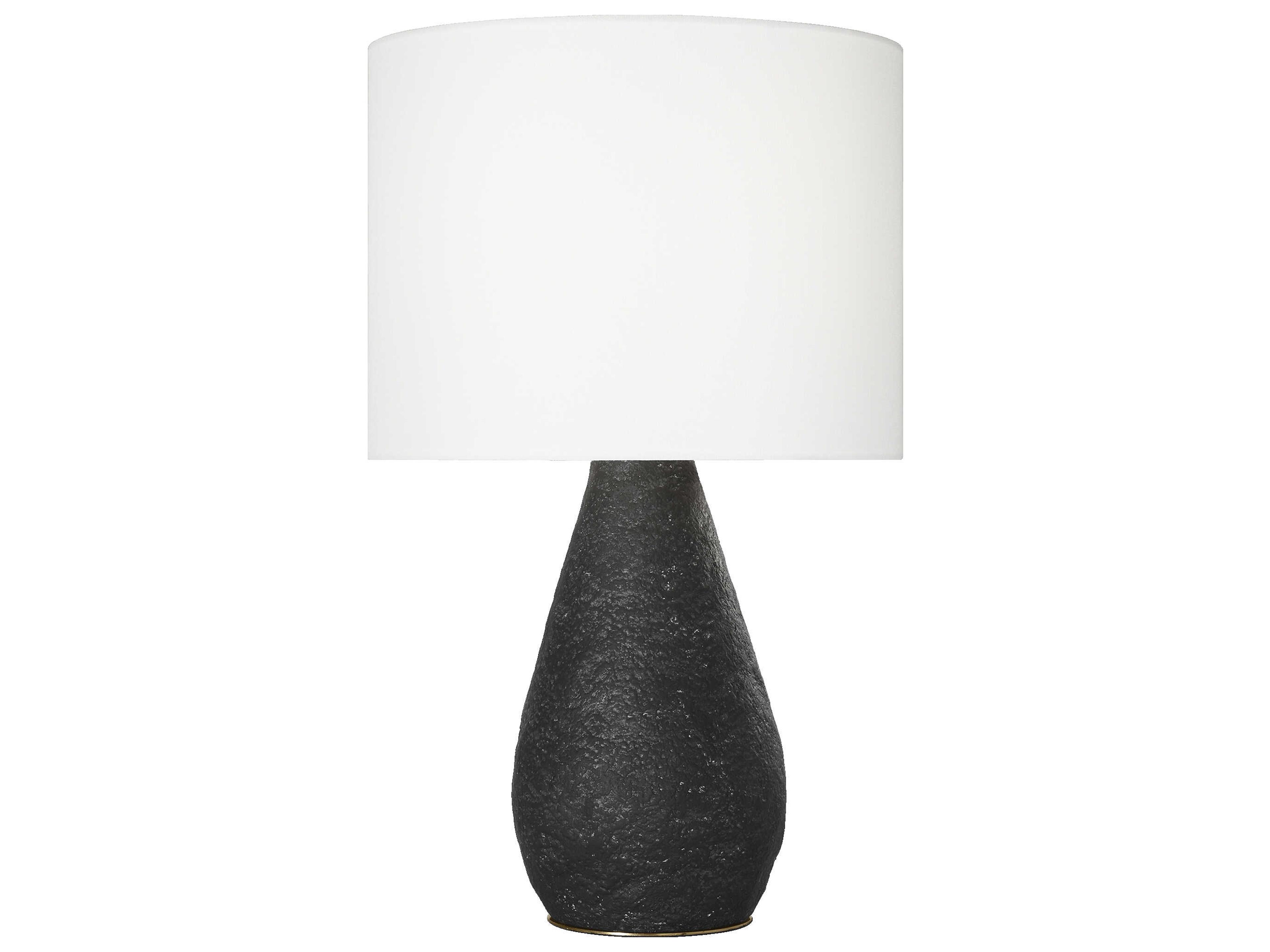 Visual Comfort Studio Breccia Black Wash White Linen Fabric Buffet Lamp