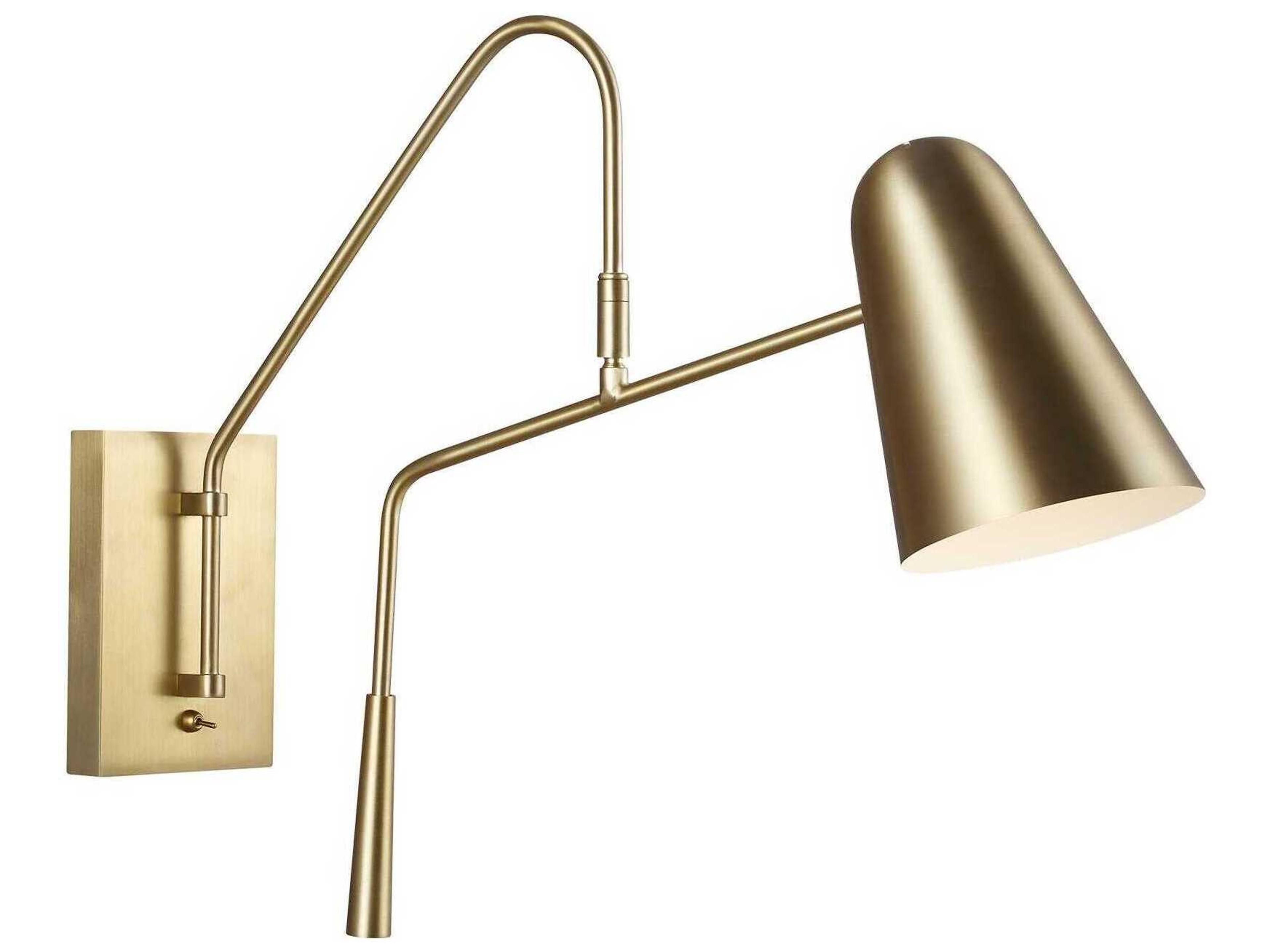 Visual Comfort Studio Simon 1-Light Burnished Brass Swing Wall Sconce