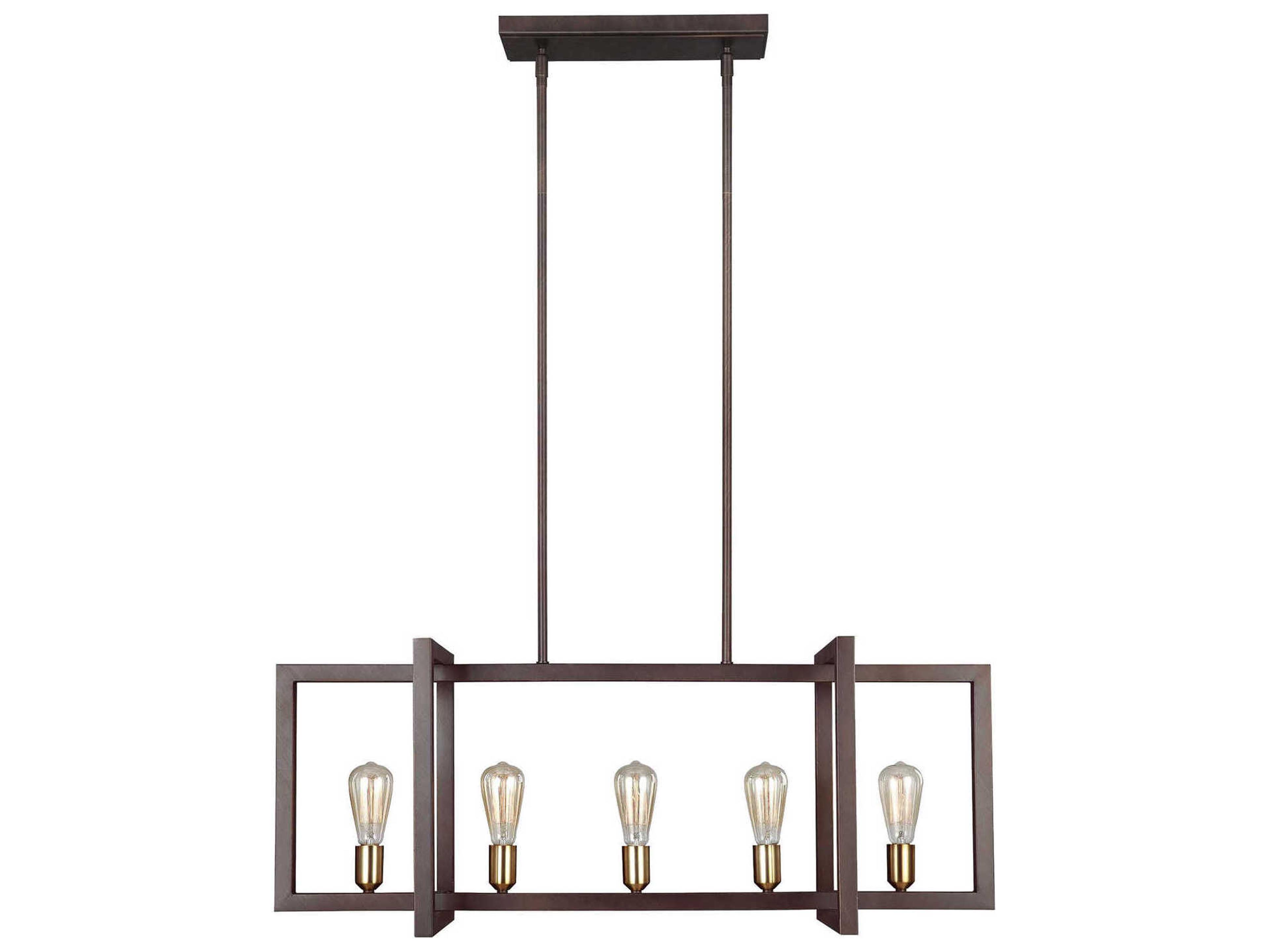 Visual Comfort Studio Finnegan 5-Light New World Bronze Geometric Linear Island Pendant