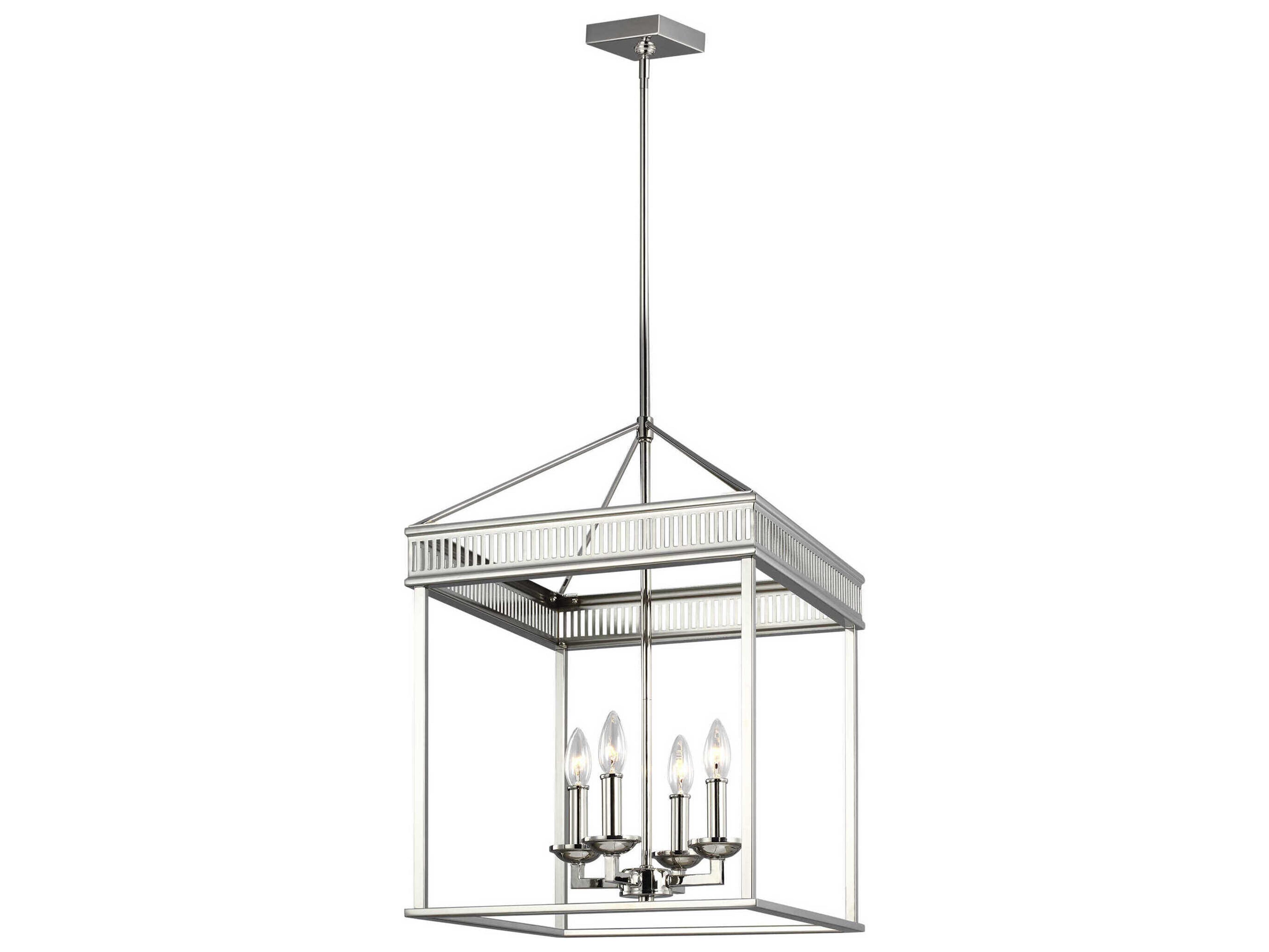 Visual Comfort Studio Woodruff 4-Light Polished Nickel Lantern Pendant