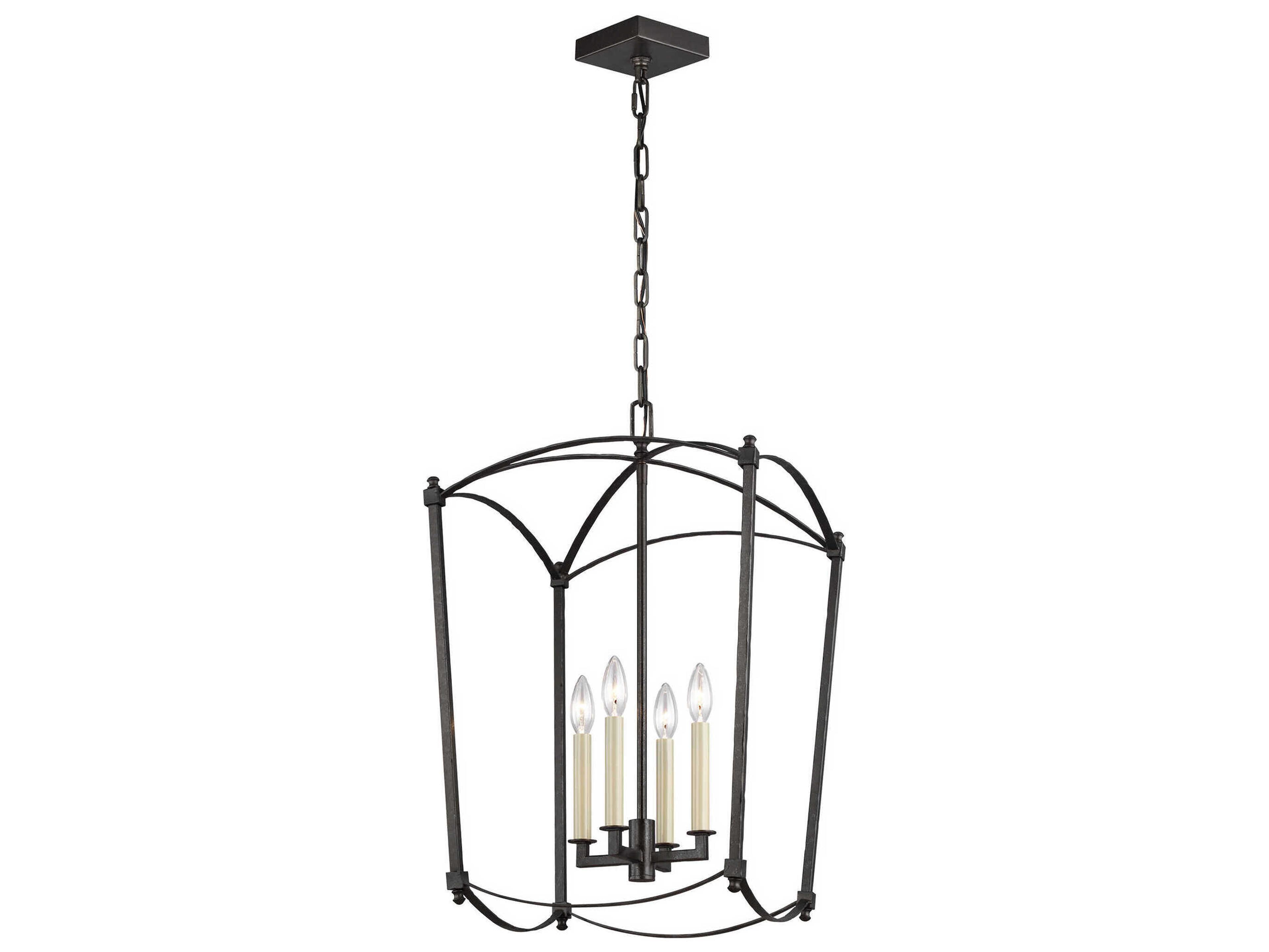 Visual Comfort Studio Thayer 4-Light Smith Steel Candelabra Lantern Chandelier