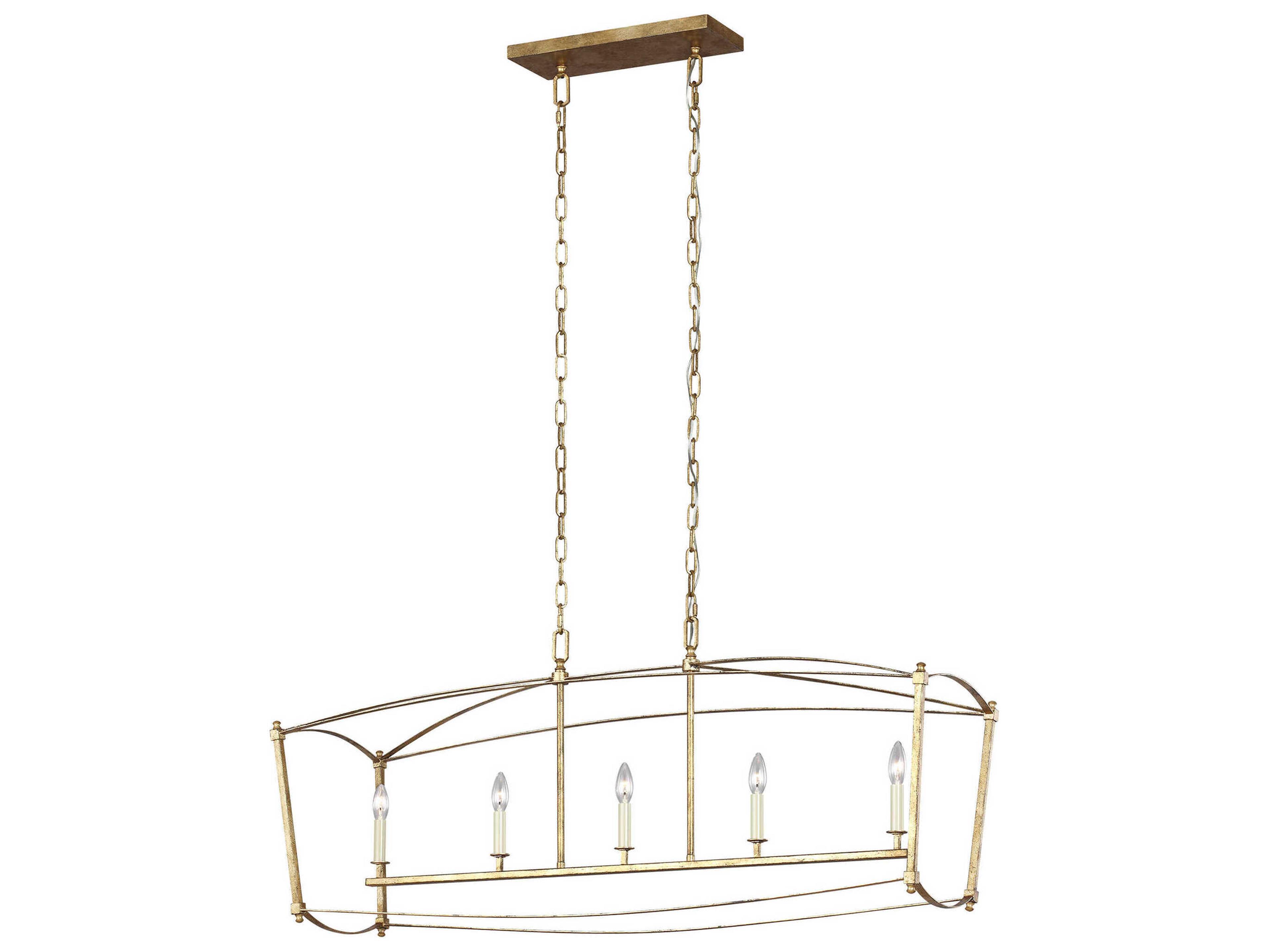 Visual Comfort Studio Thayer 5-Light Antique Gild Gold Linear Island Pendant