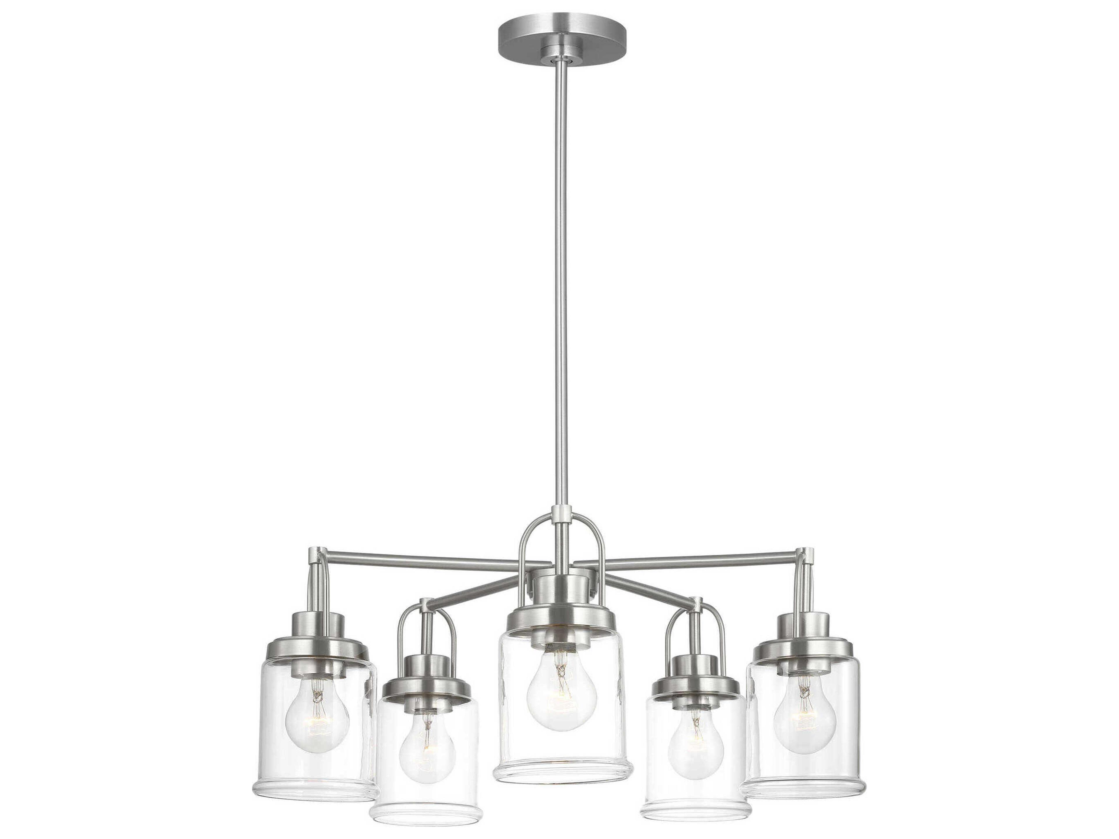 Visual Comfort Studio Anders 5-Light Brushed Nickel Cylinder Chandelier