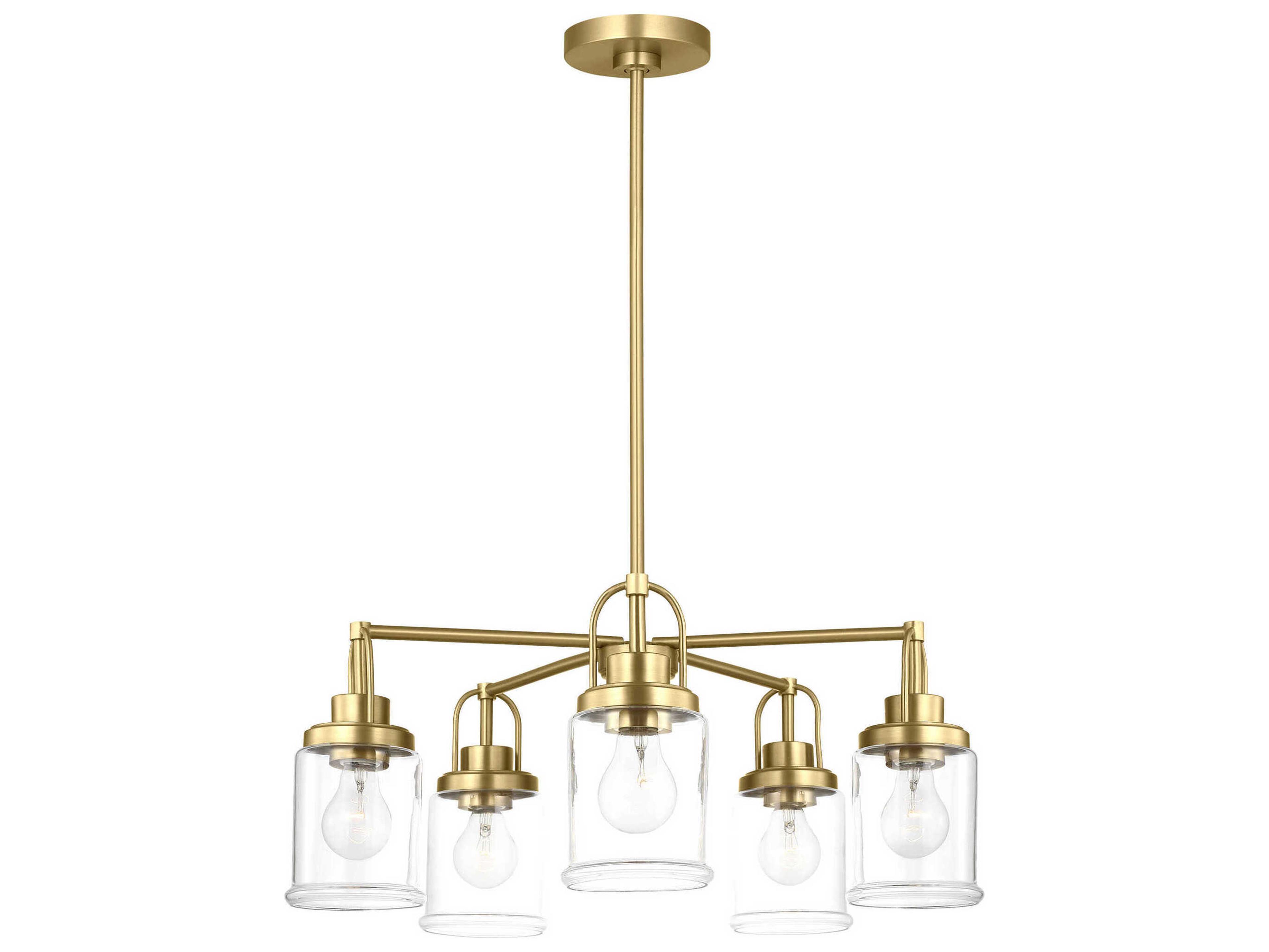 Visual Comfort Studio Anders 5-Light Satin Brass Cylinder Chandelier