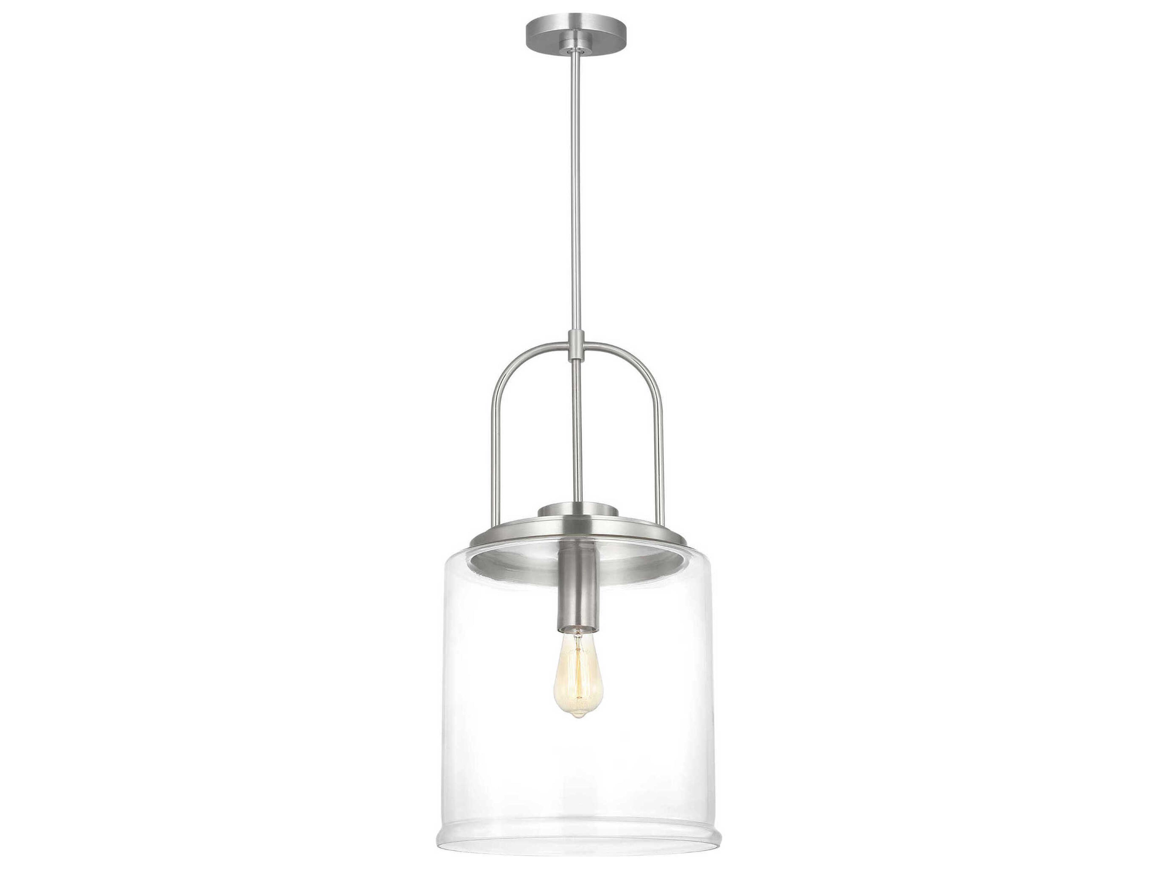 Visual Comfort Studio Anders 1-Light Brushed Nickel Cylinder Pendant