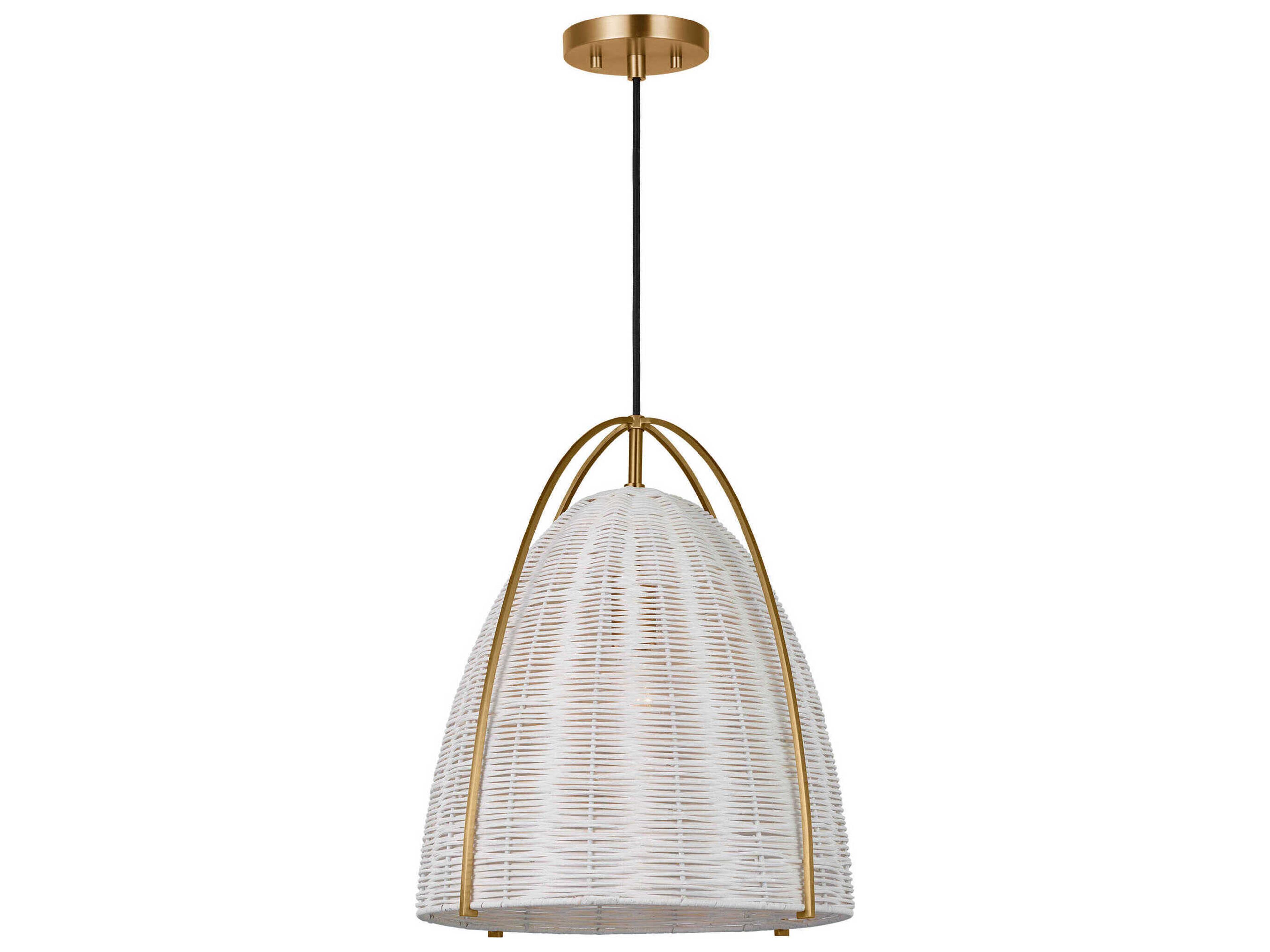 Visual Comfort Studio Norman 1-Light Satin Brass Off White Dome Pendant
