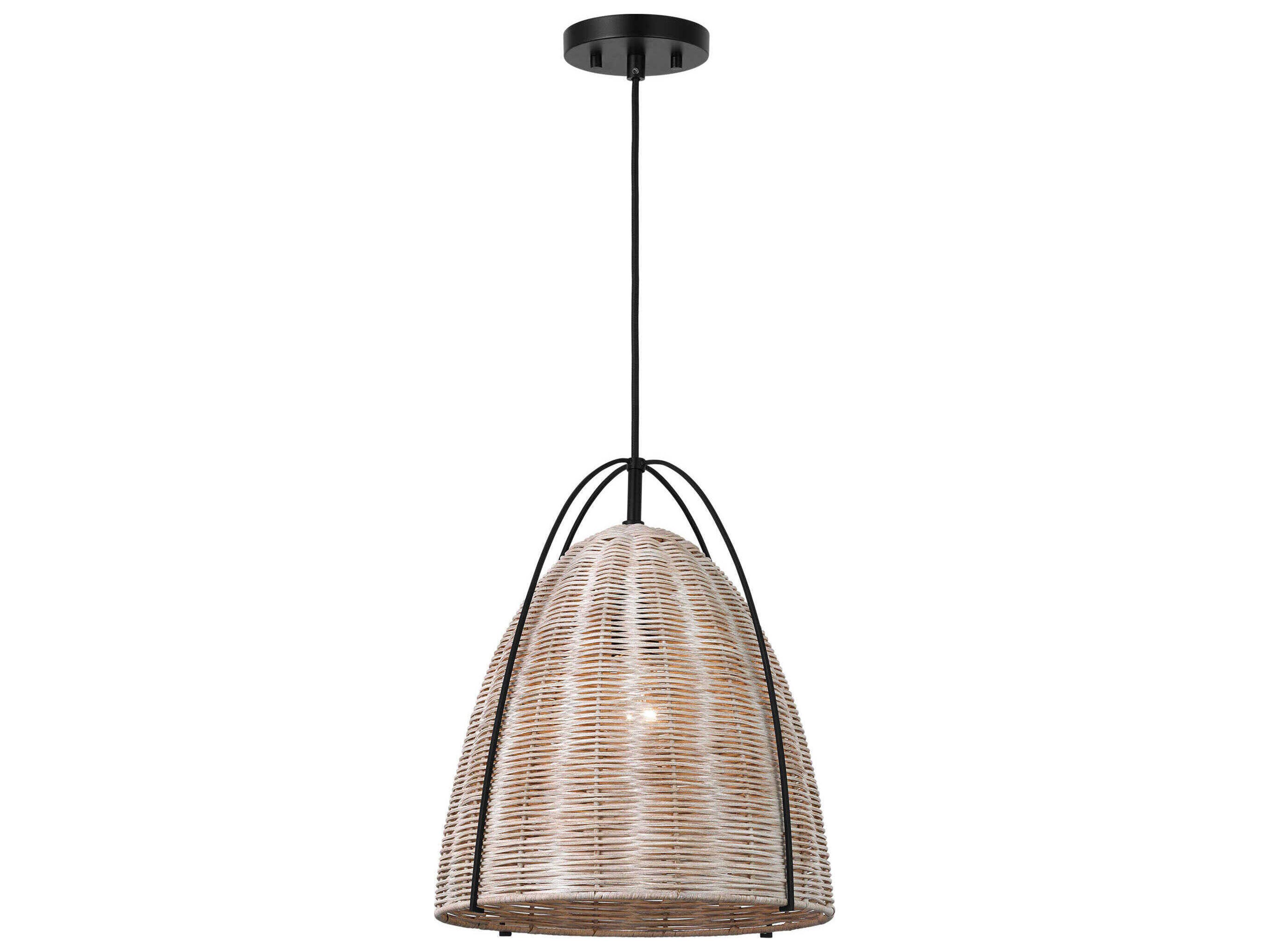 Visual Comfort Studio Norman 1-Light Matte Black Brown Dome Pendant