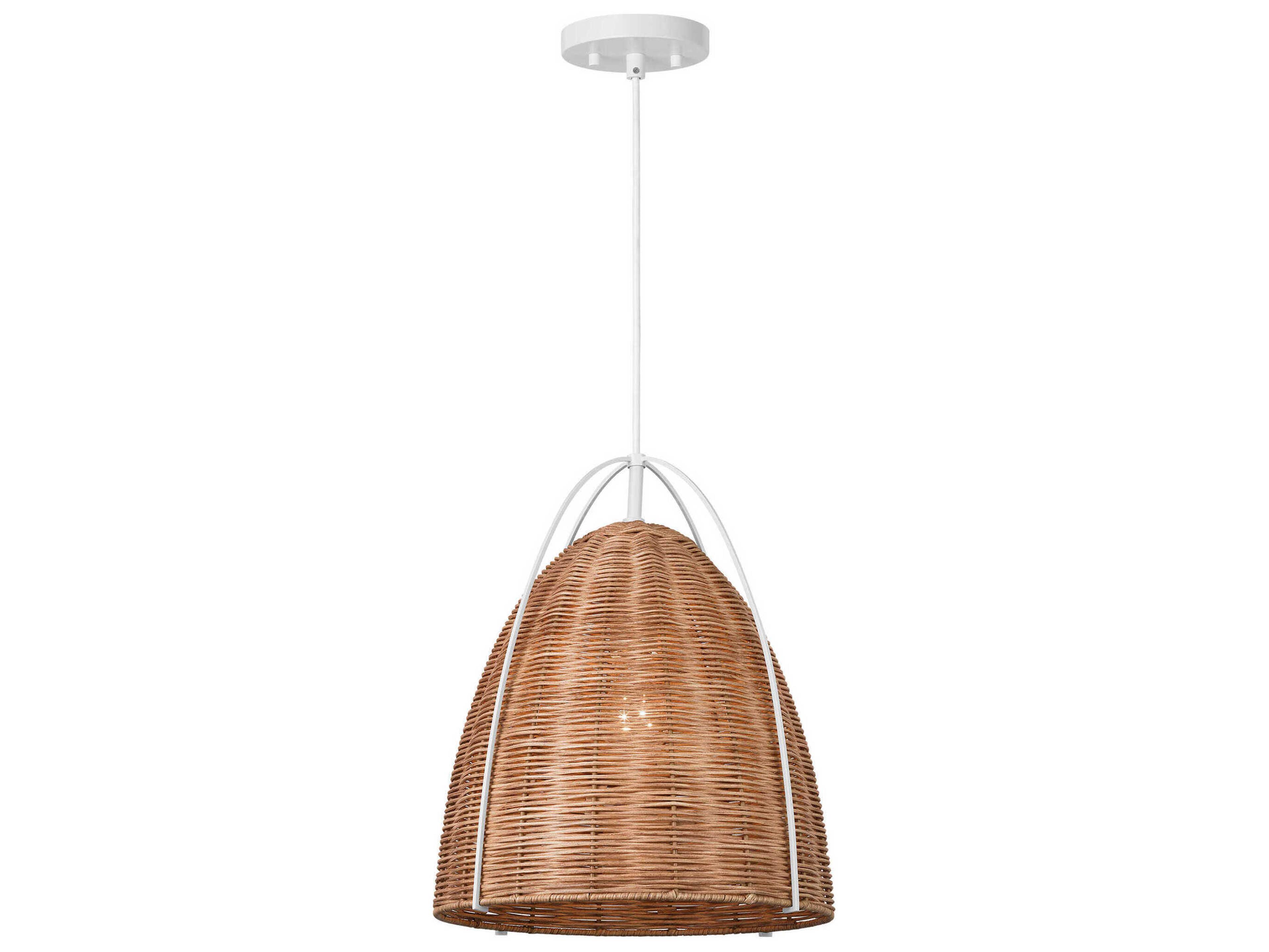 Visual Comfort Studio Norman 1-Light Matte White Brown Dome Pendant