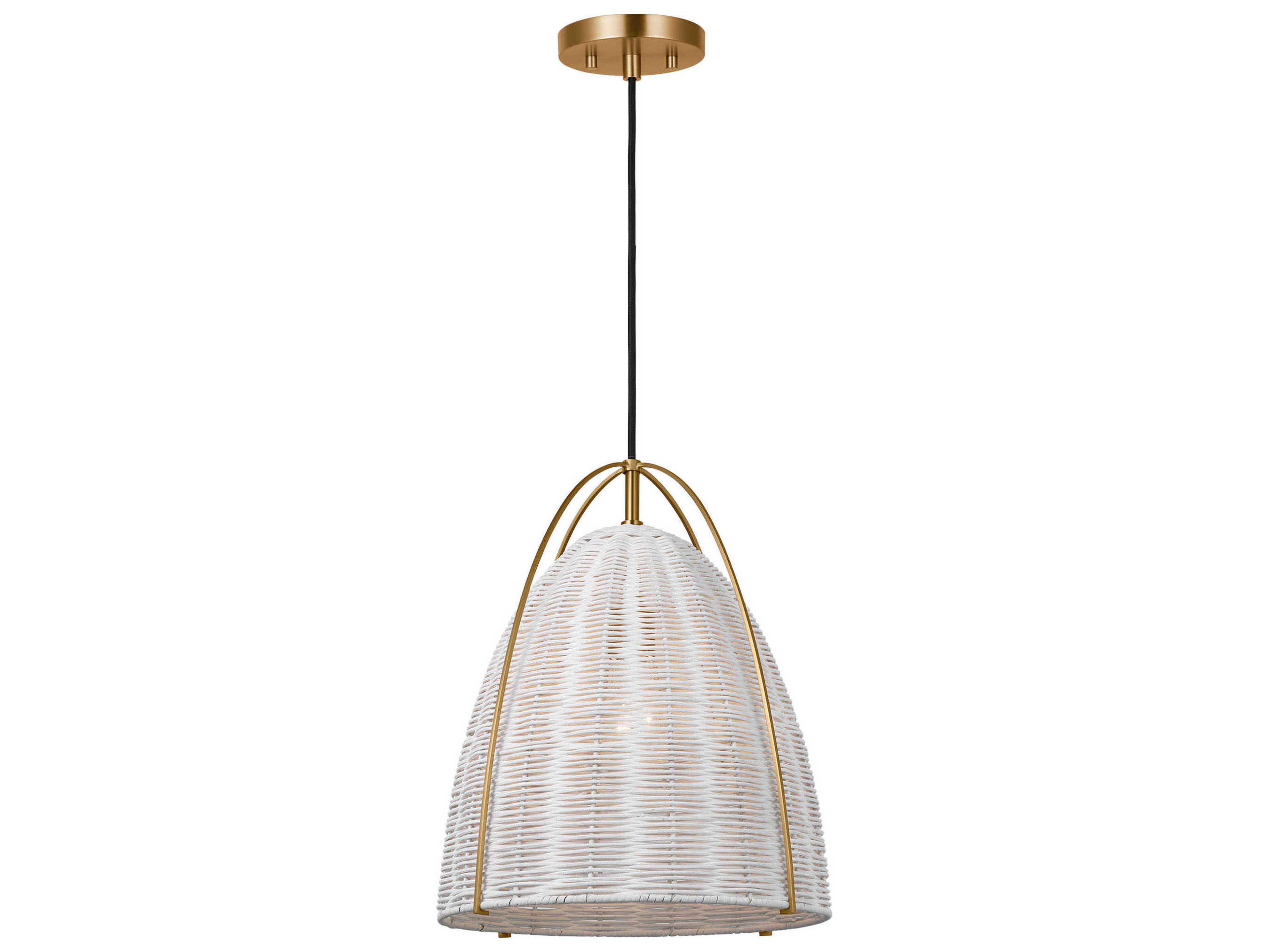 Visual Comfort Studio Norman 1-Light Satin Brass Off White Dome Pendant