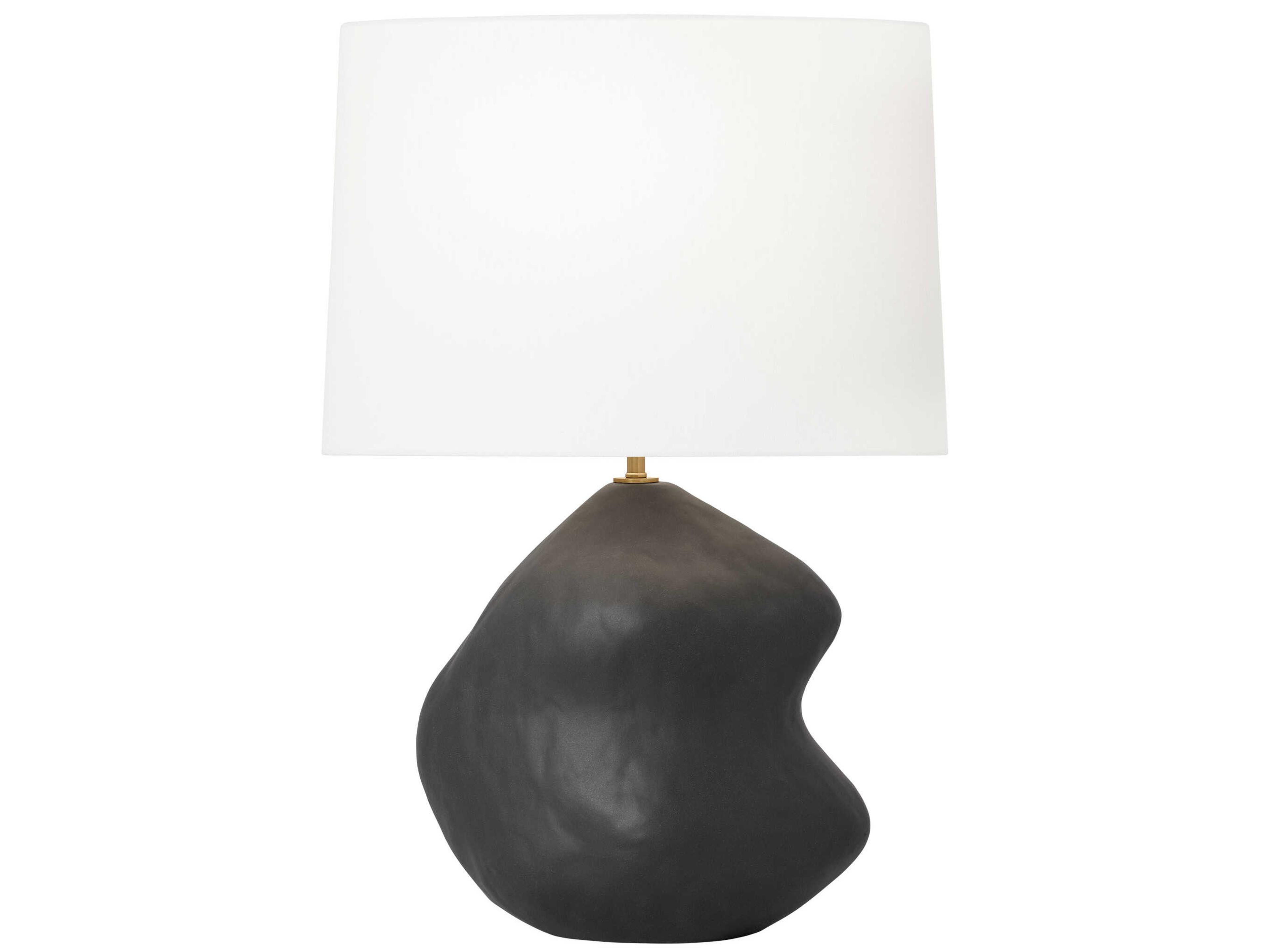 Visual Comfort Studio Broxton Rough Black White Linen Table Lamp