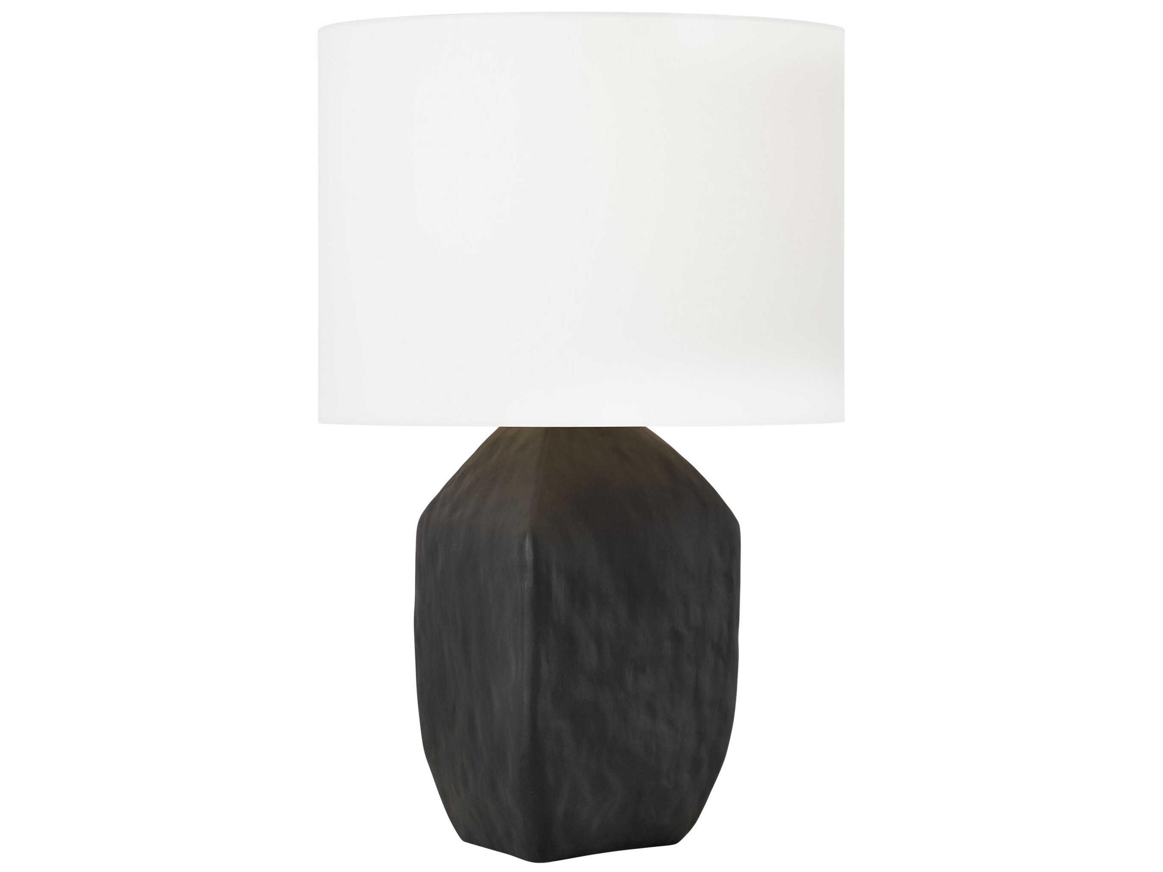 Visual Comfort Studio Sybert Rough Black White Linen Buffet Lamp