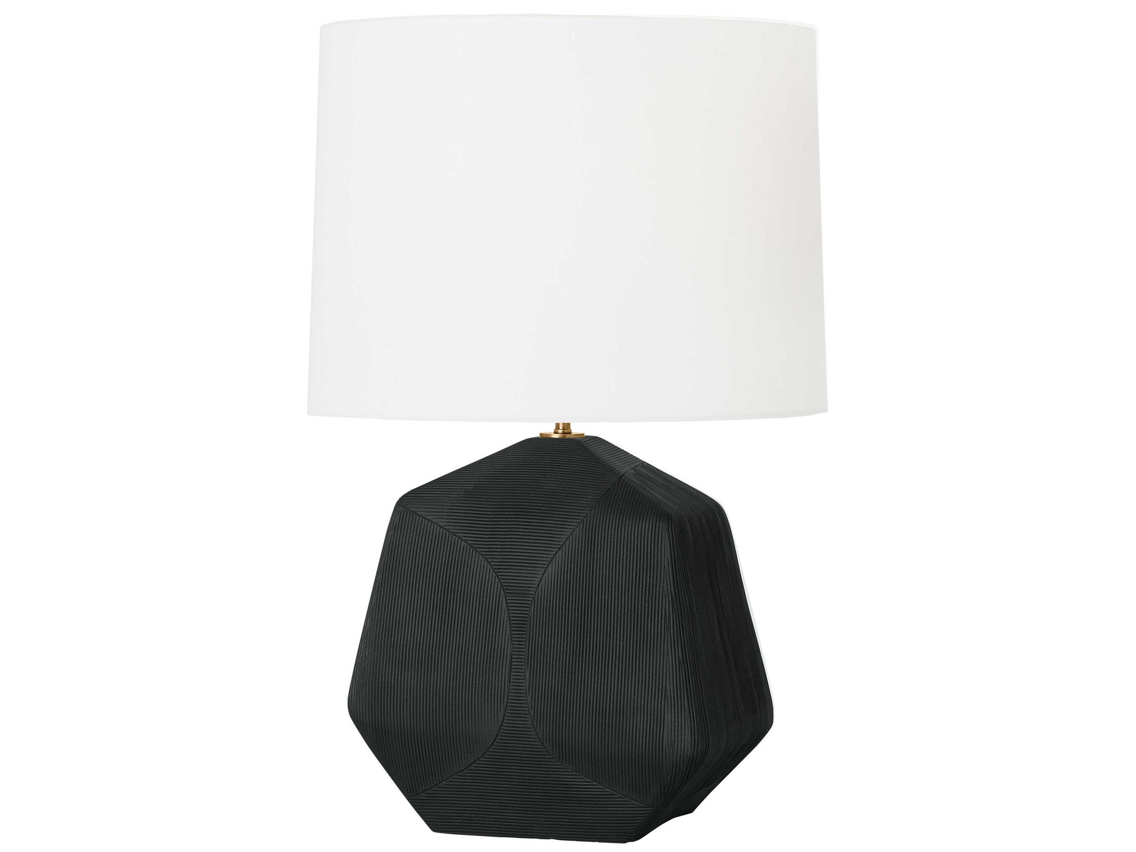 Visual Comfort Studio Tallulah Rough Black White Linen Buffet Lamp
