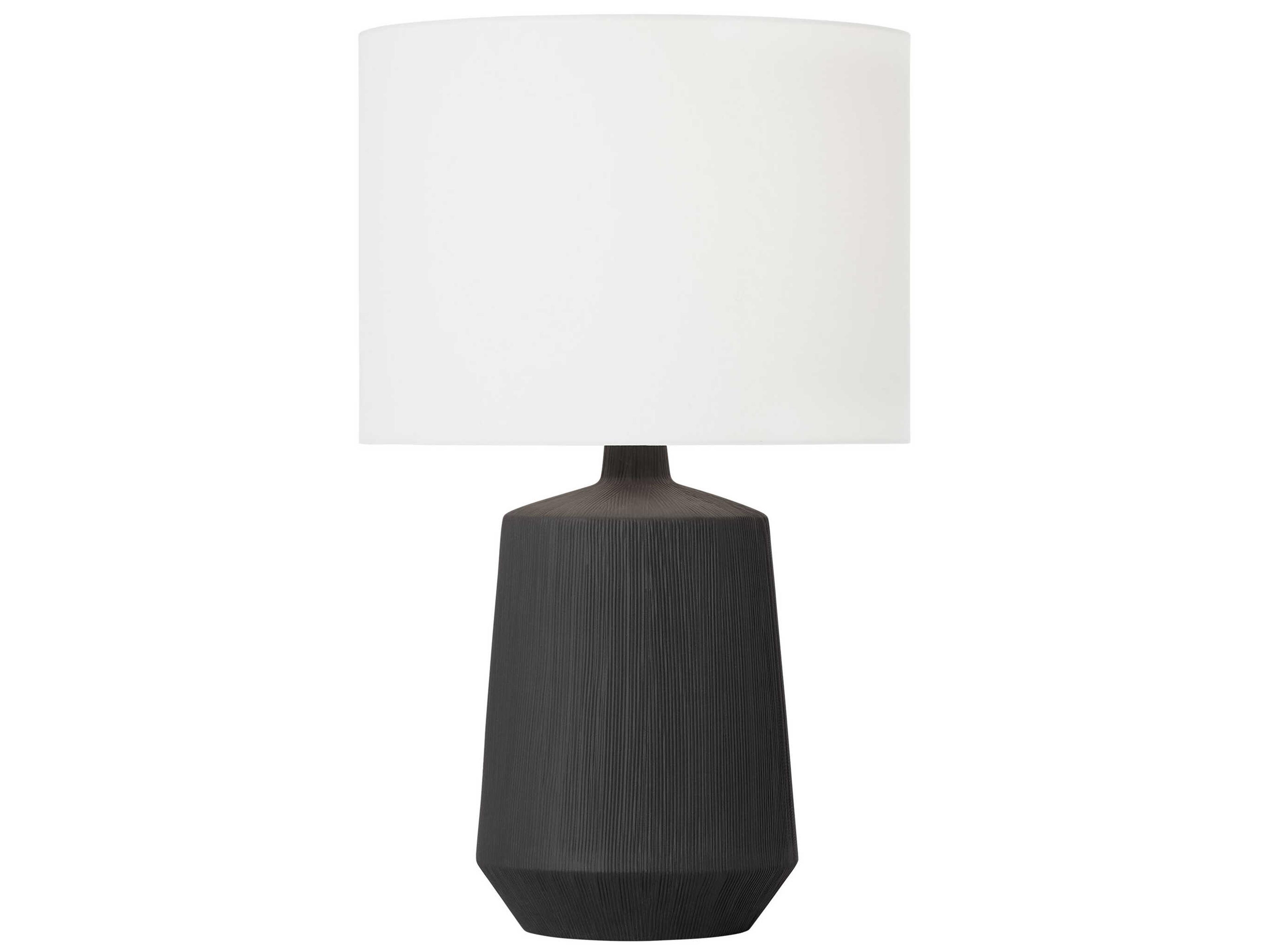 Visual Comfort Studio Panola Rough Black White Linen Buffet Lamp