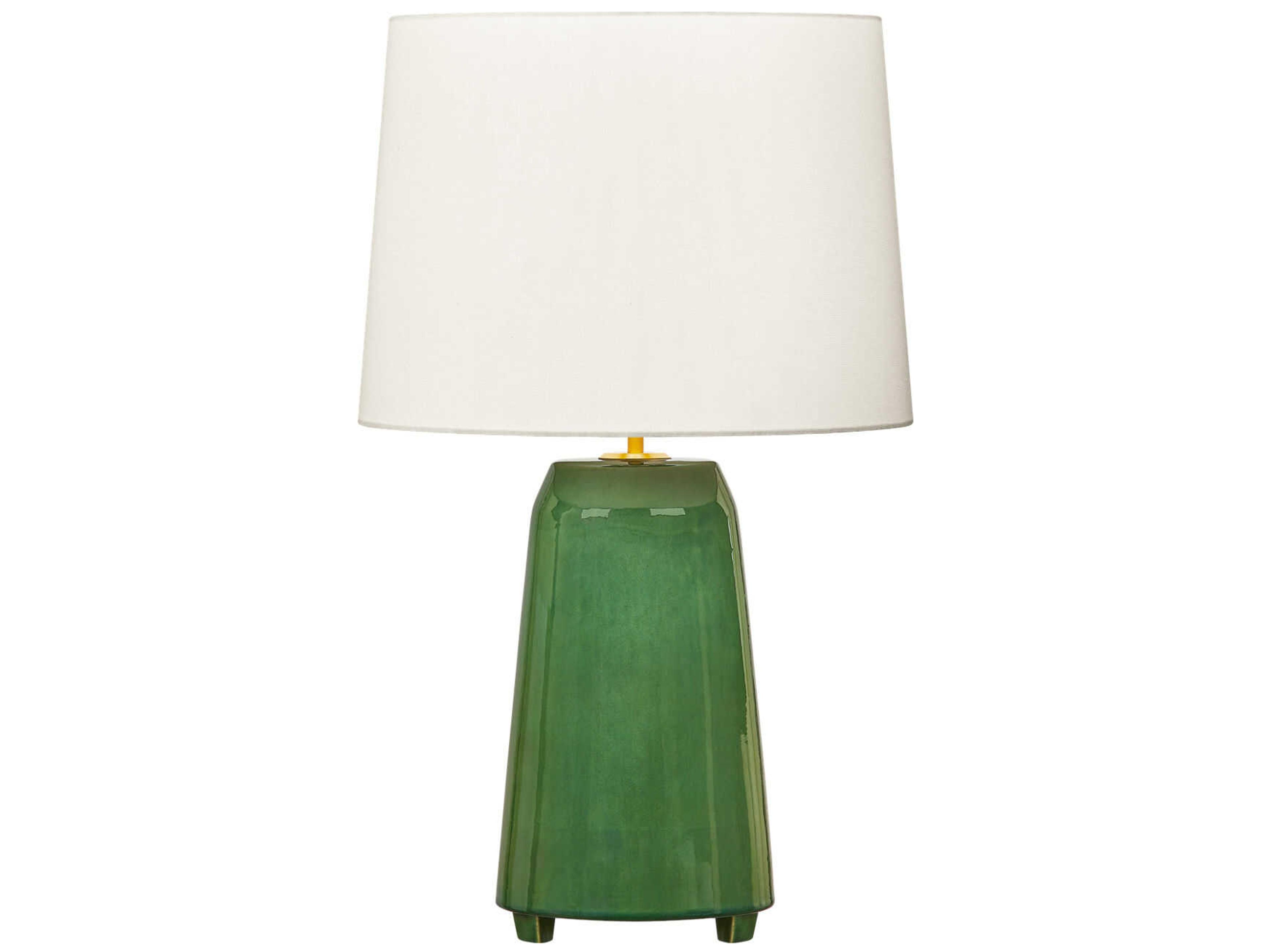Visual Comfort Studio Nell Green White Linen Fabric Buffet Lamp