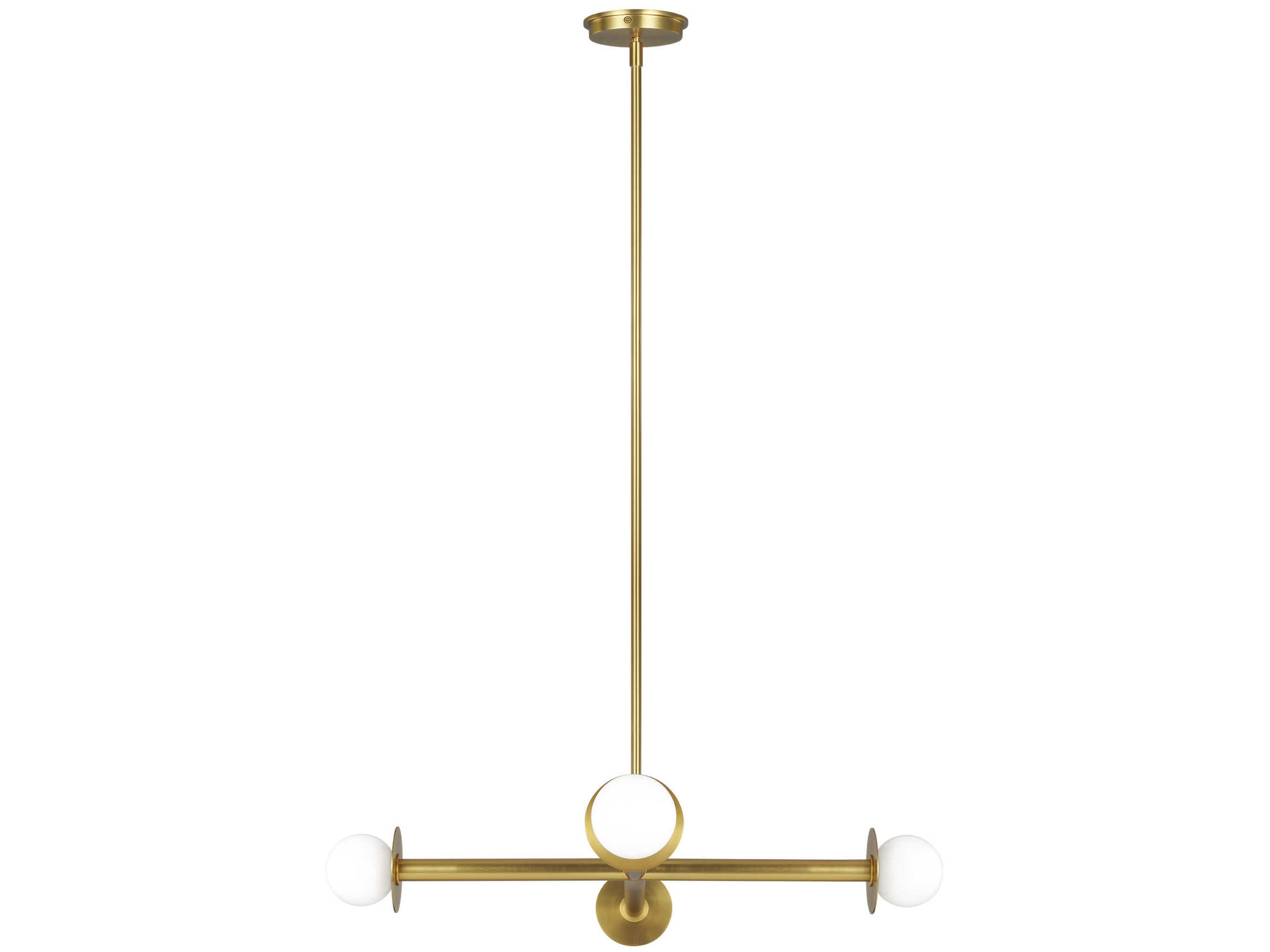Visual Comfort Studio Nodes 4-Light Burnished Brass Globe Linear Chandelier
