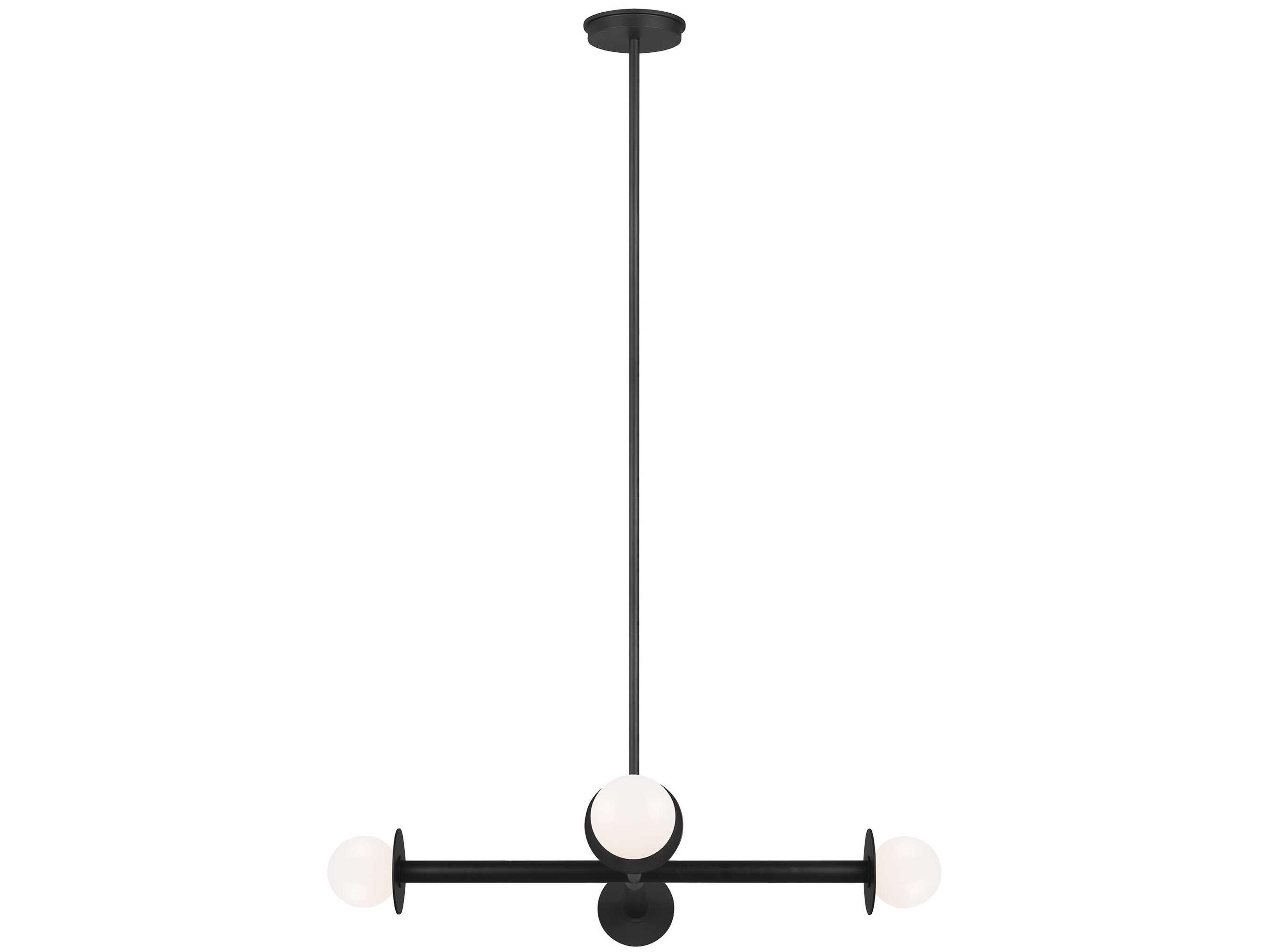 Visual Comfort Studio Nodes 4-Light Midnight Black Globe Linear Chandelier
